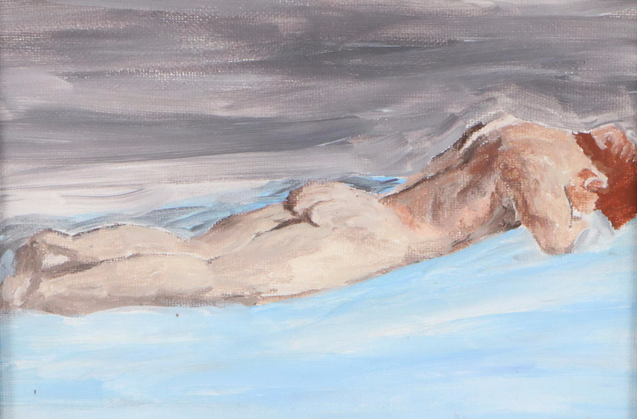 Brittony Martin Acrylic Painting "Female Nude on Teal," 2025