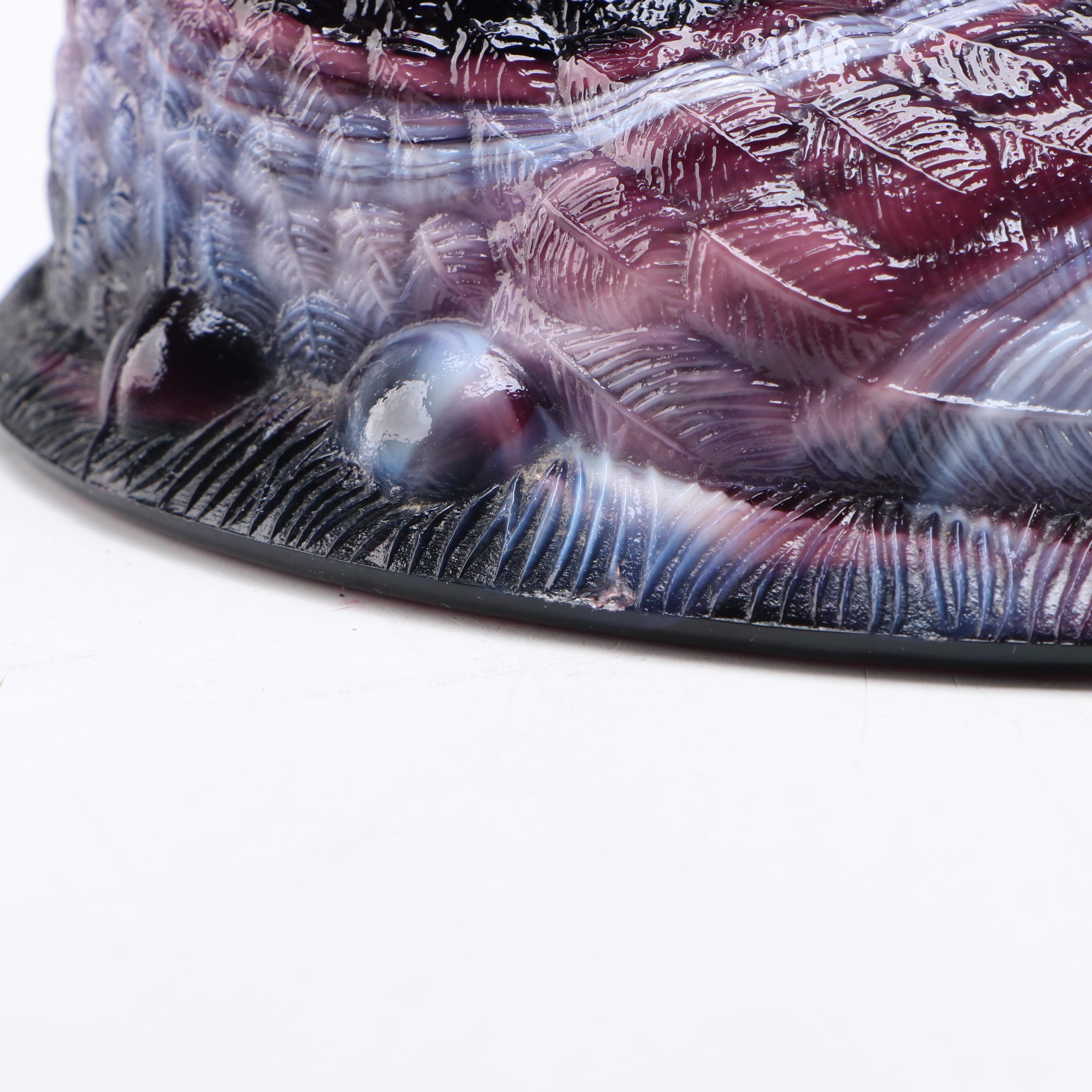 Cut to Clear Crystal Vase with Slag Glass Hen on Nest