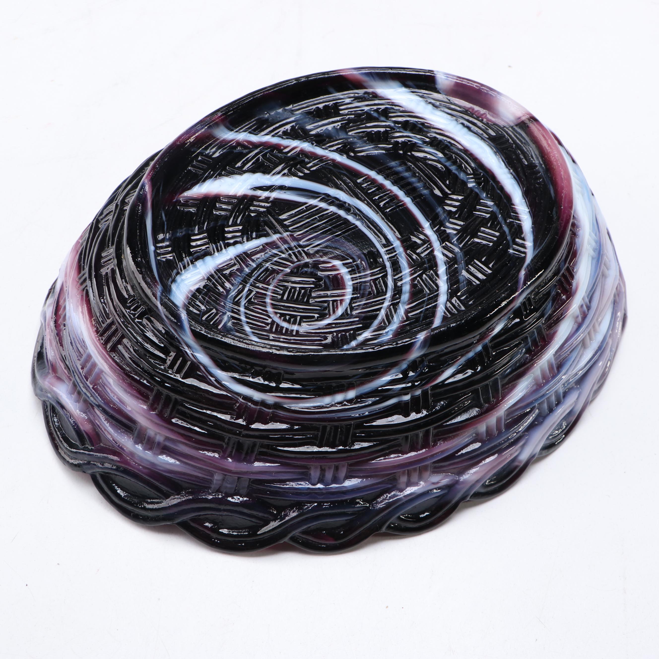 Cut to Clear Crystal Vase with Slag Glass Hen on Nest