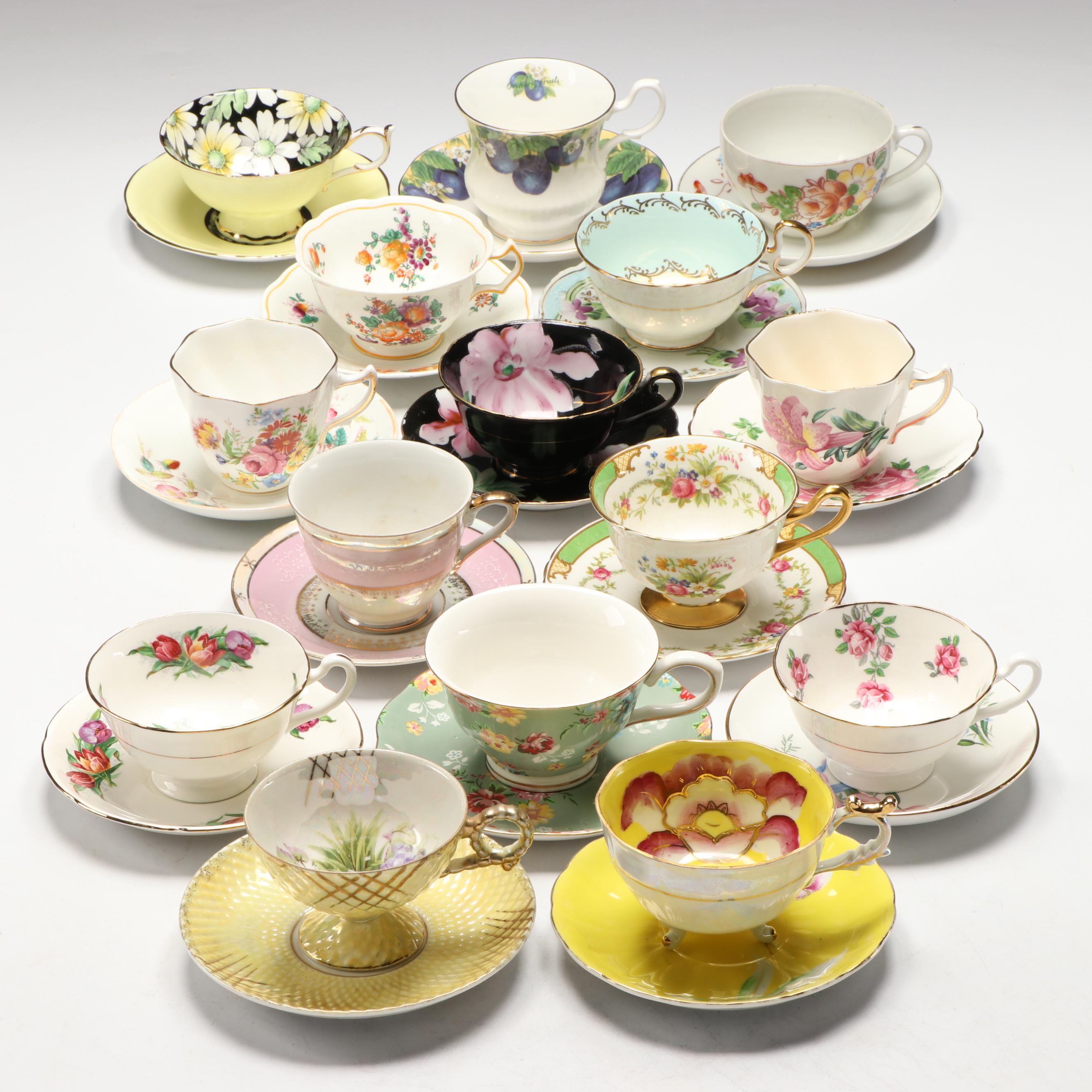 Royal Grafton, Paragon, and More Assorted Porcelain Teacups and Saucers