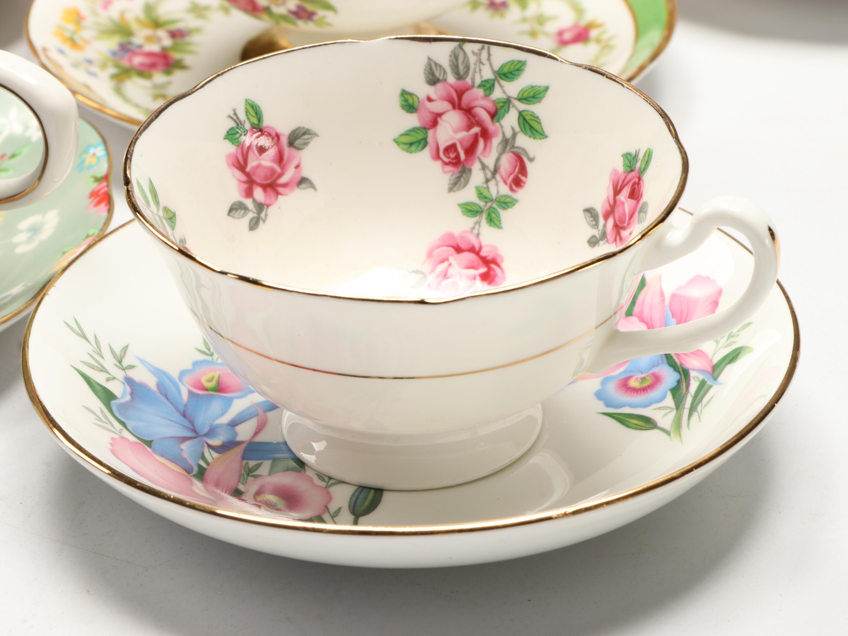 Royal Grafton, Paragon, and More Assorted Porcelain Teacups and Saucers