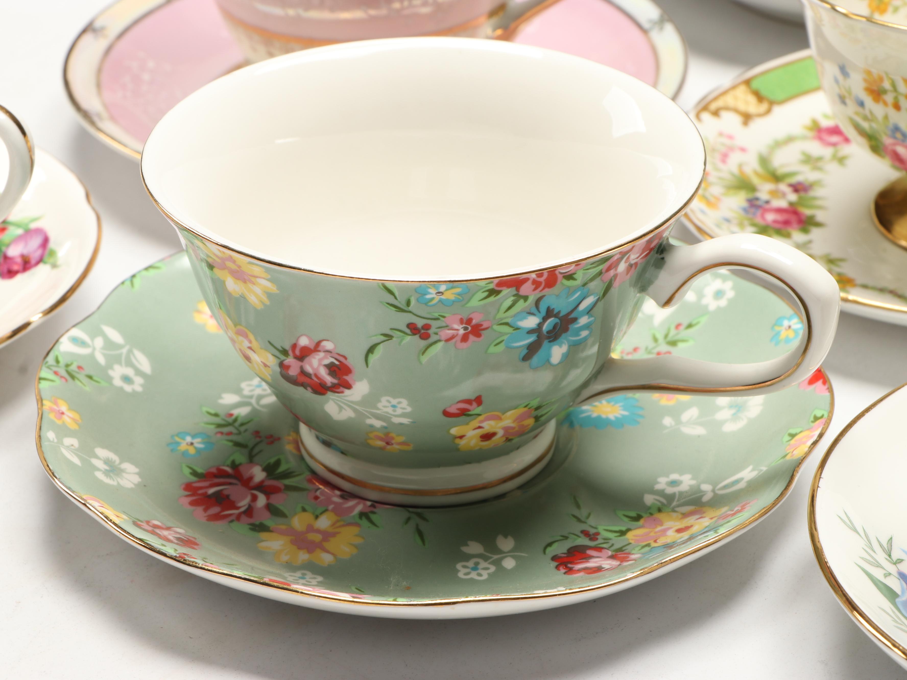 Royal Grafton, Paragon, and More Assorted Porcelain Teacups and Saucers