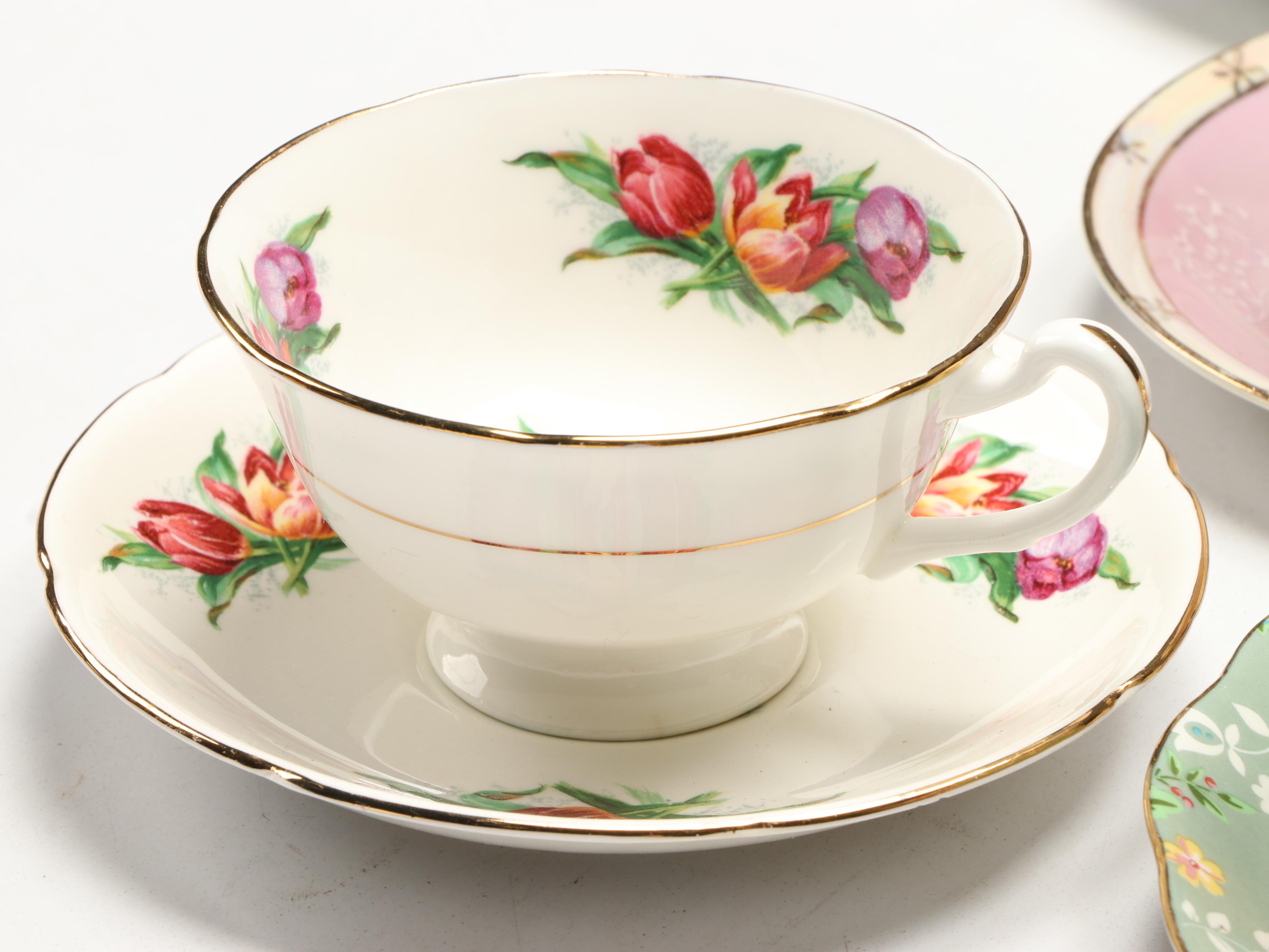 Royal Grafton, Paragon, and More Assorted Porcelain Teacups and Saucers