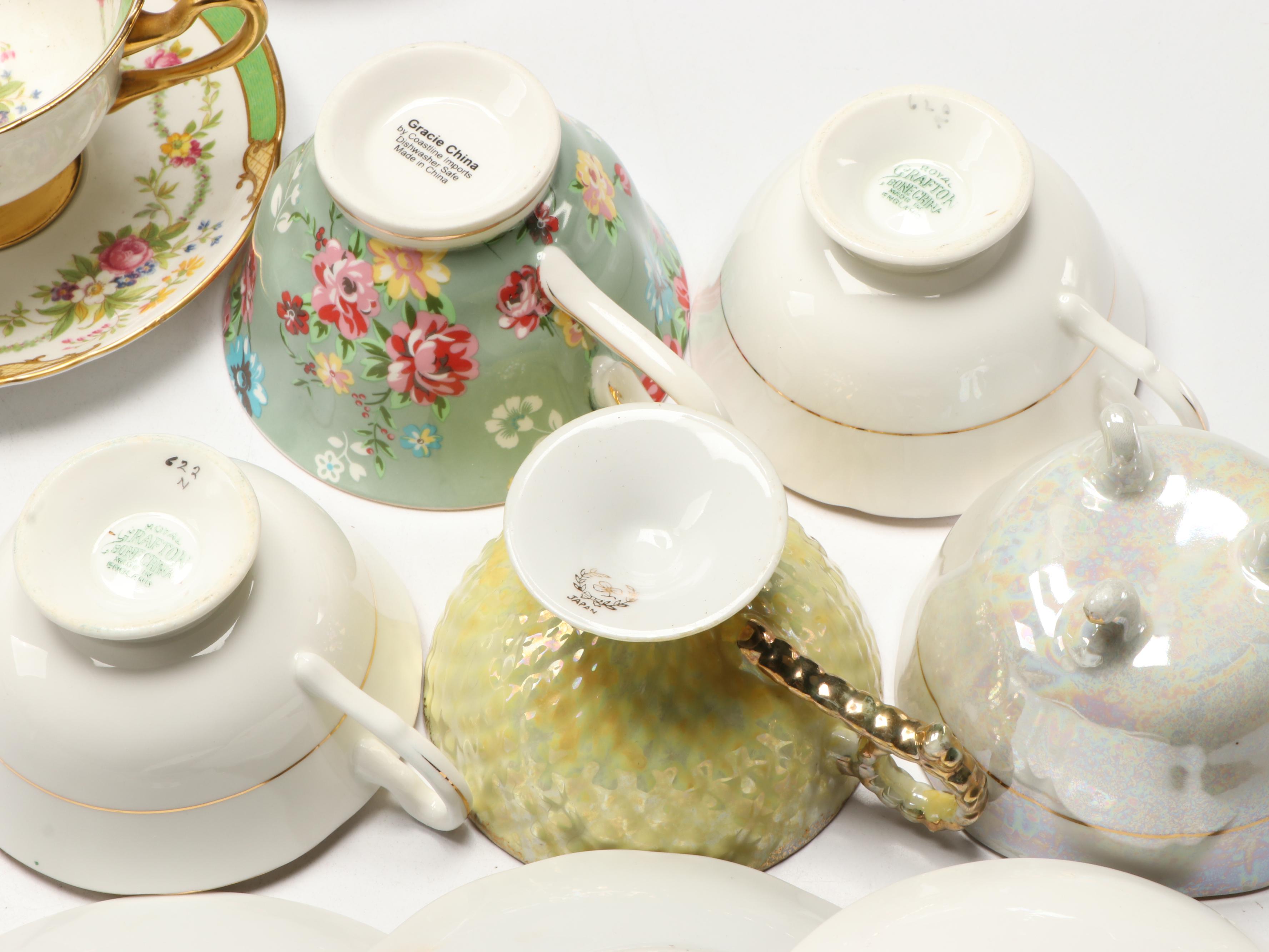 Royal Grafton, Paragon, and More Assorted Porcelain Teacups and Saucers