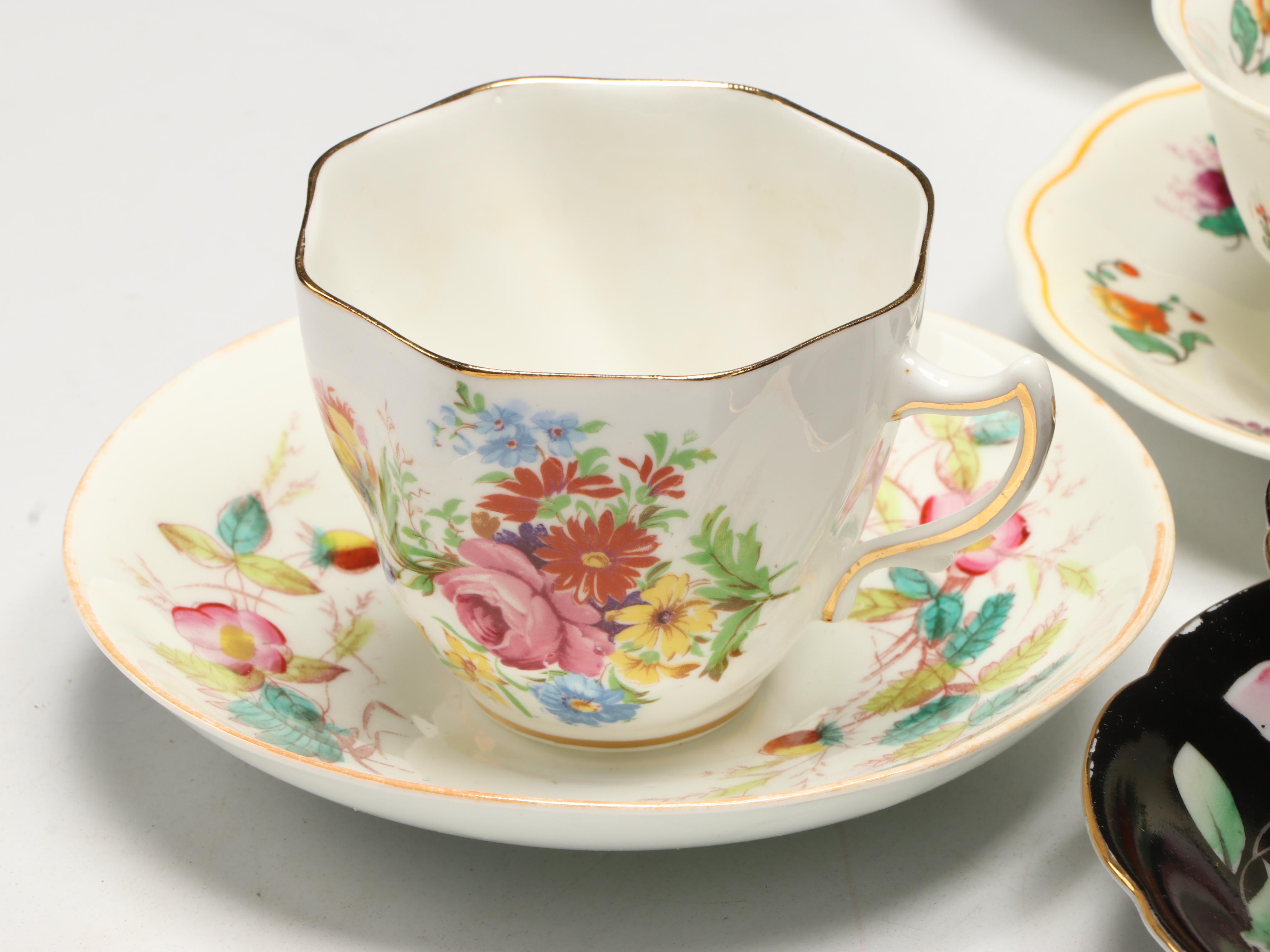 Royal Grafton, Paragon, and More Assorted Porcelain Teacups and Saucers