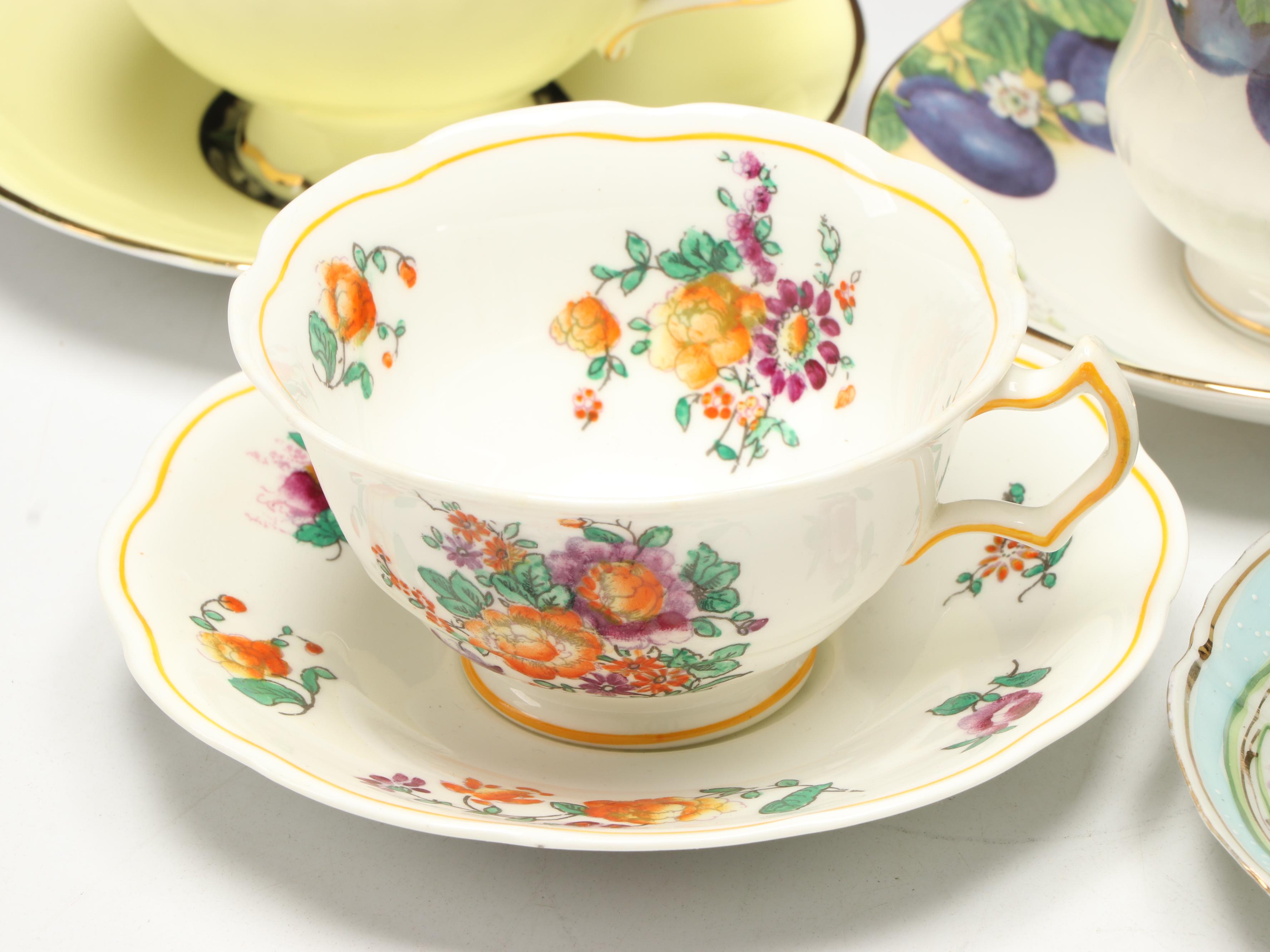 Royal Grafton, Paragon, and More Assorted Porcelain Teacups and Saucers