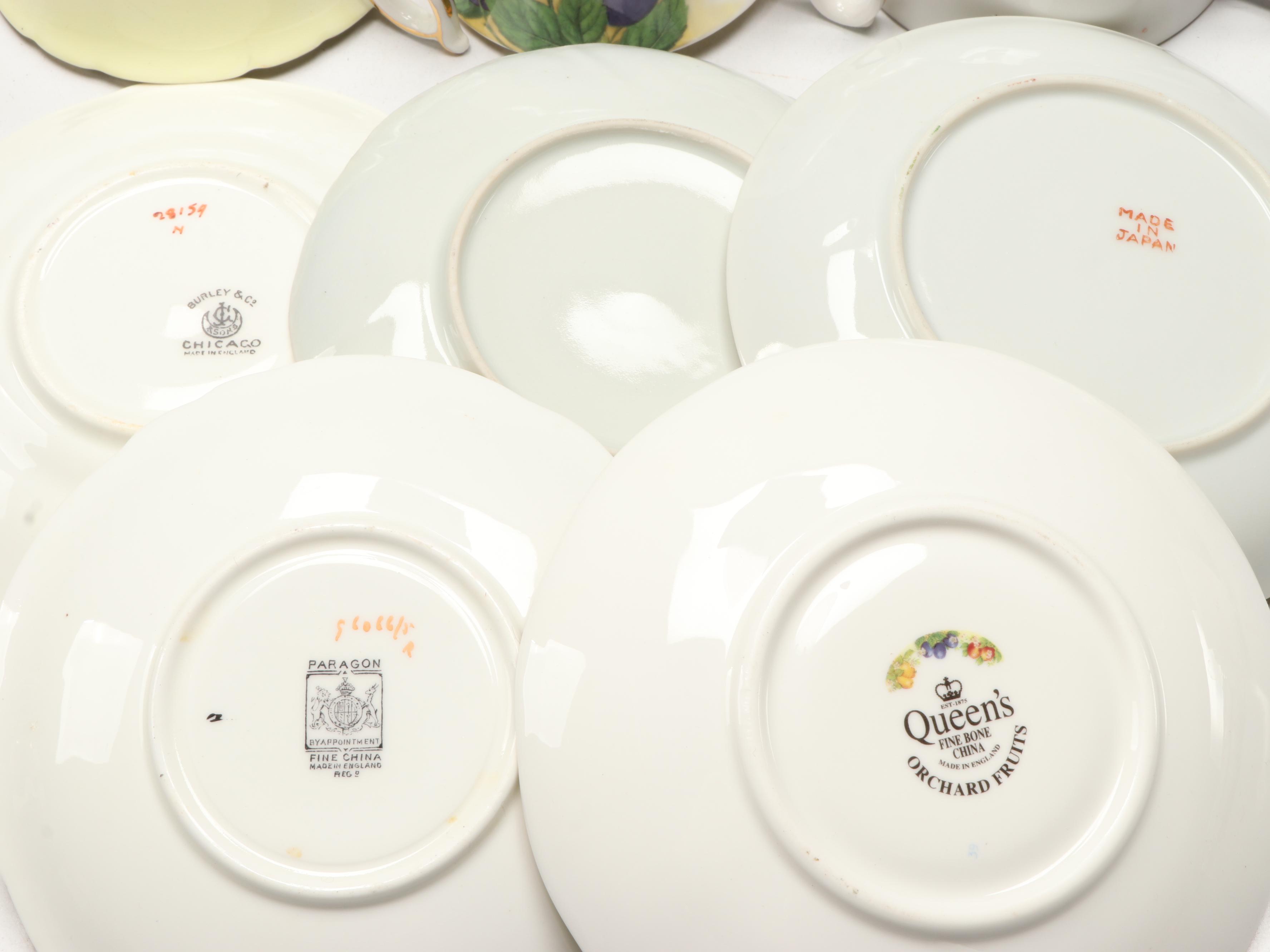 Royal Grafton, Paragon, and More Assorted Porcelain Teacups and Saucers