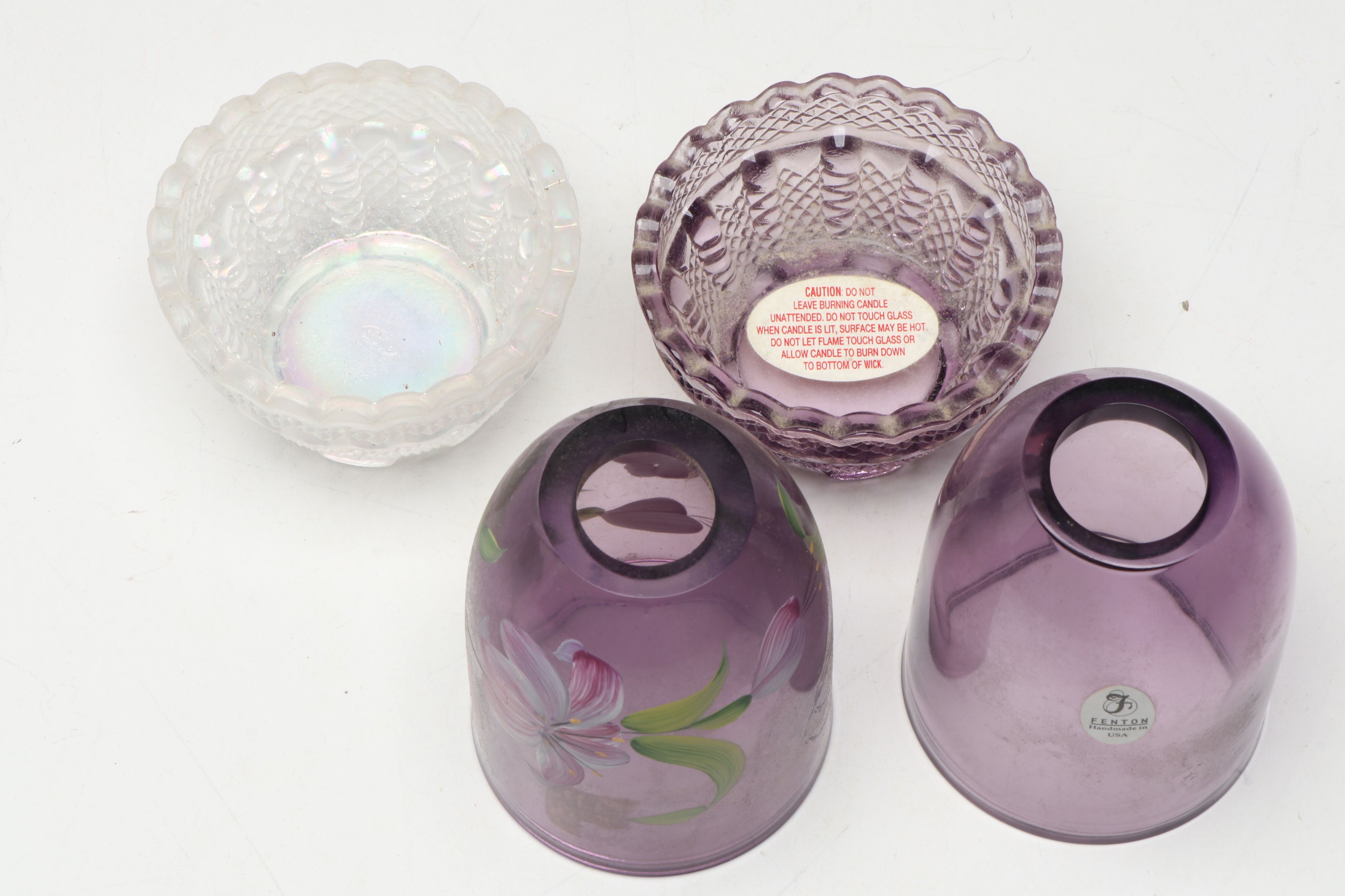 Fenton Hand-Painted Purple Fairy Lamps