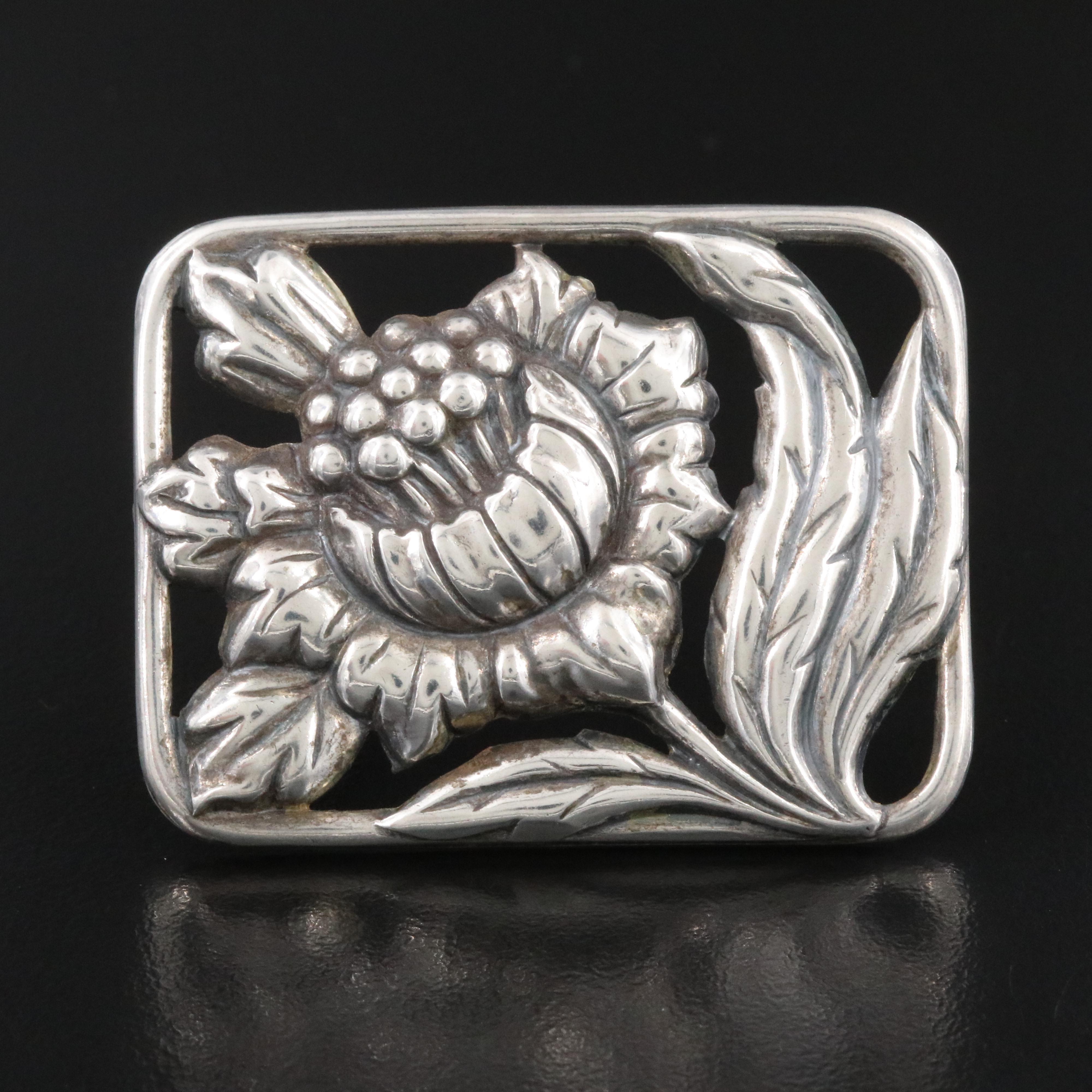 Vintage Sterling Flower Brooch