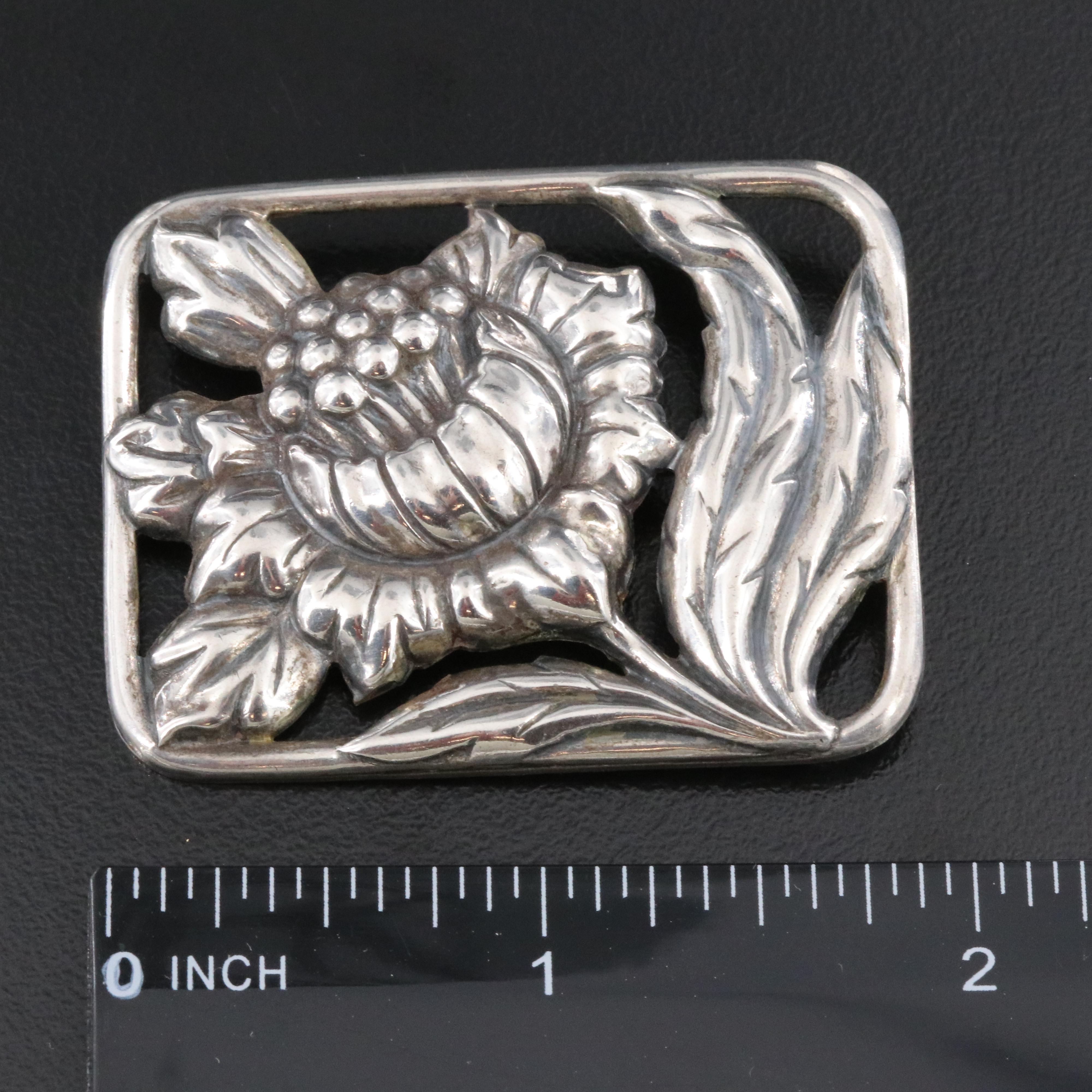 Vintage Sterling Flower Brooch