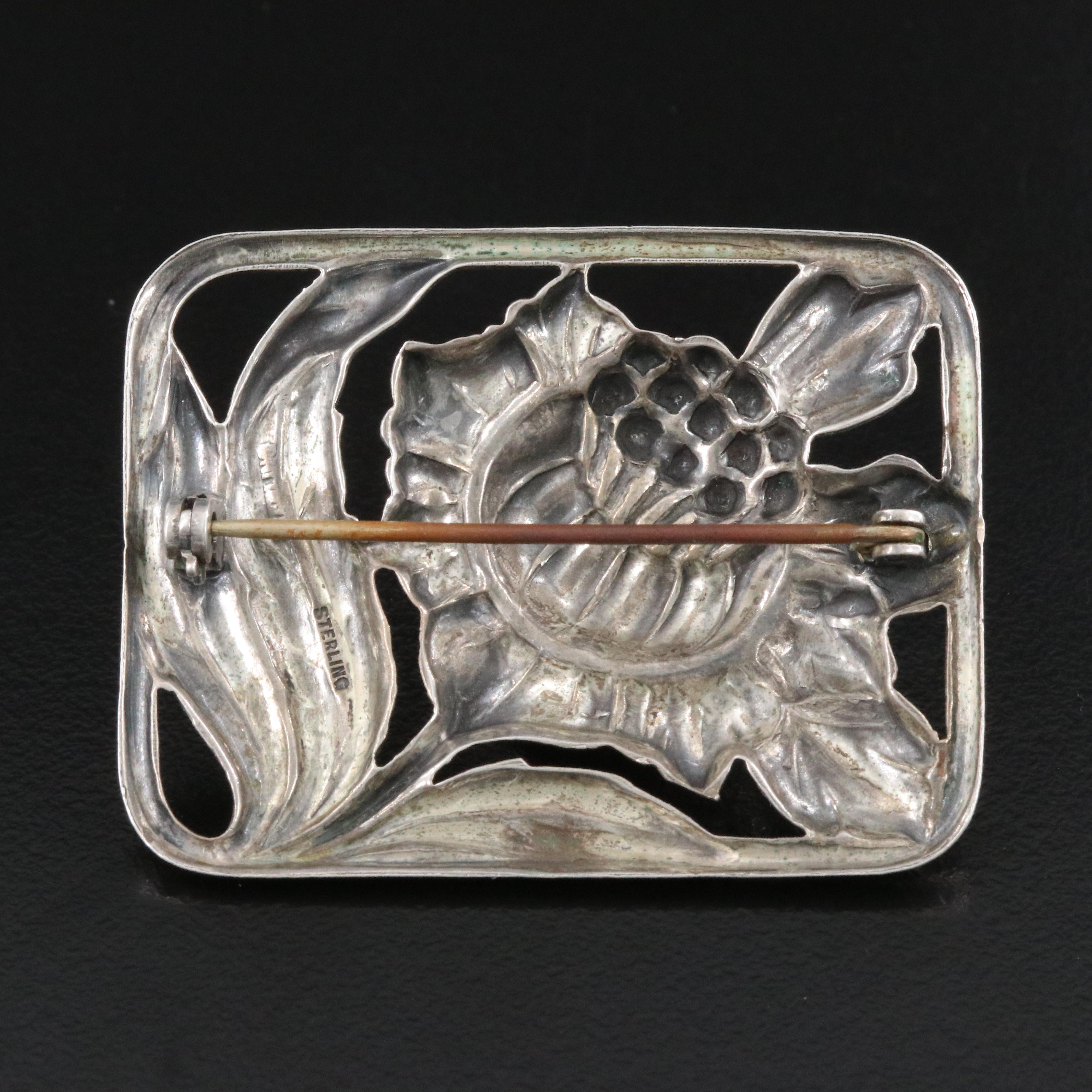 Vintage Sterling Flower Brooch
