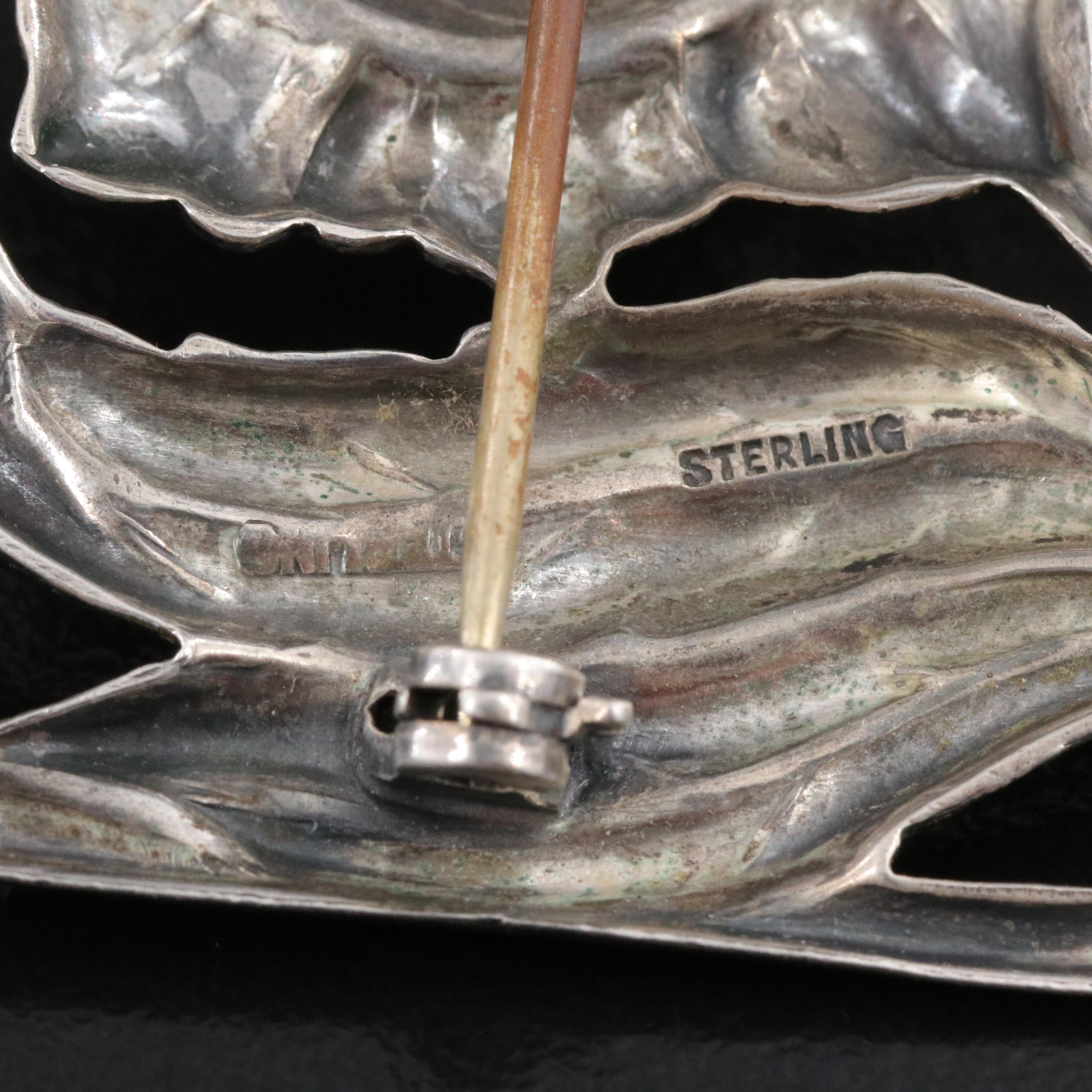 Vintage Sterling Flower Brooch