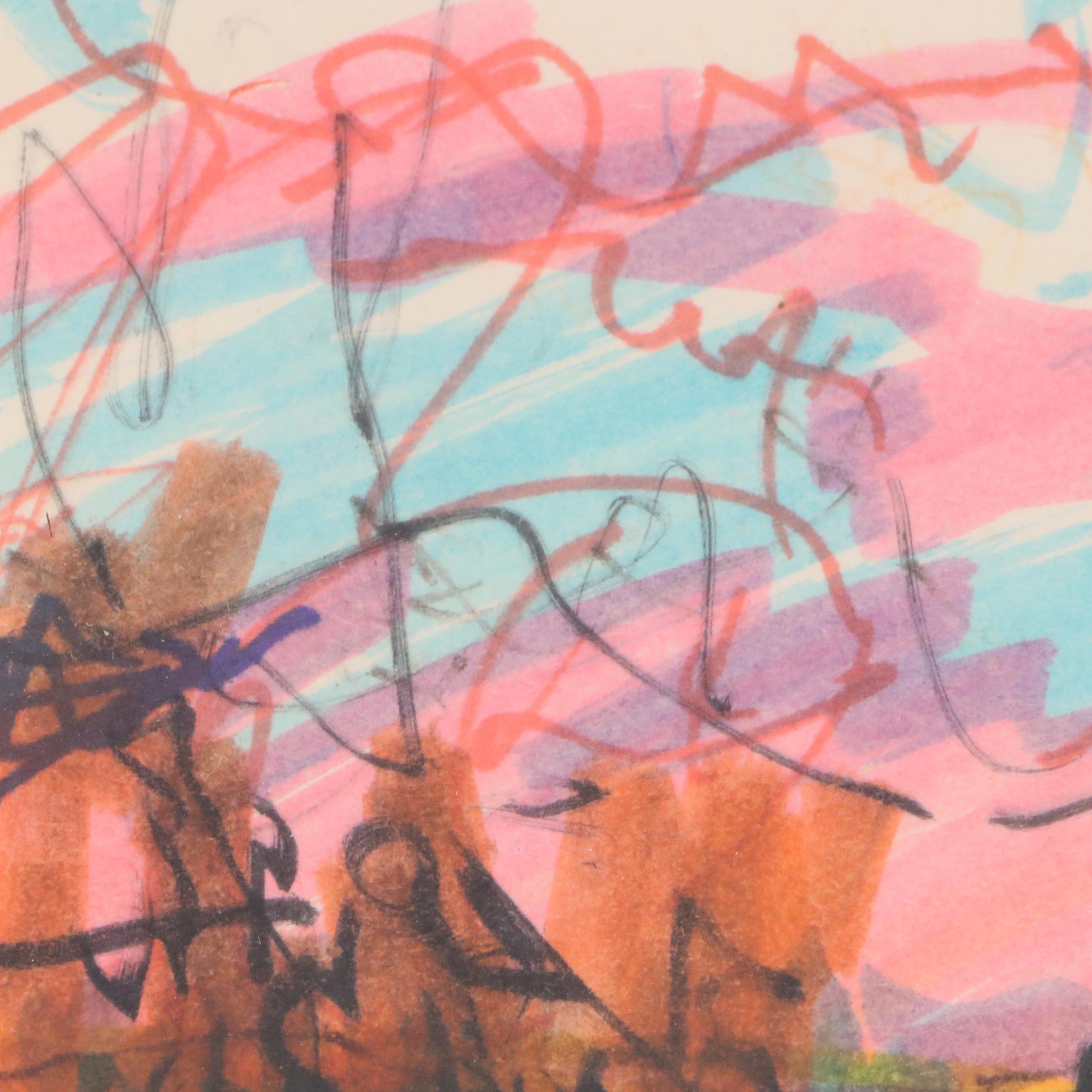 Paul Chidlaw Drawing "Untitled," Mid to Late 20th Century