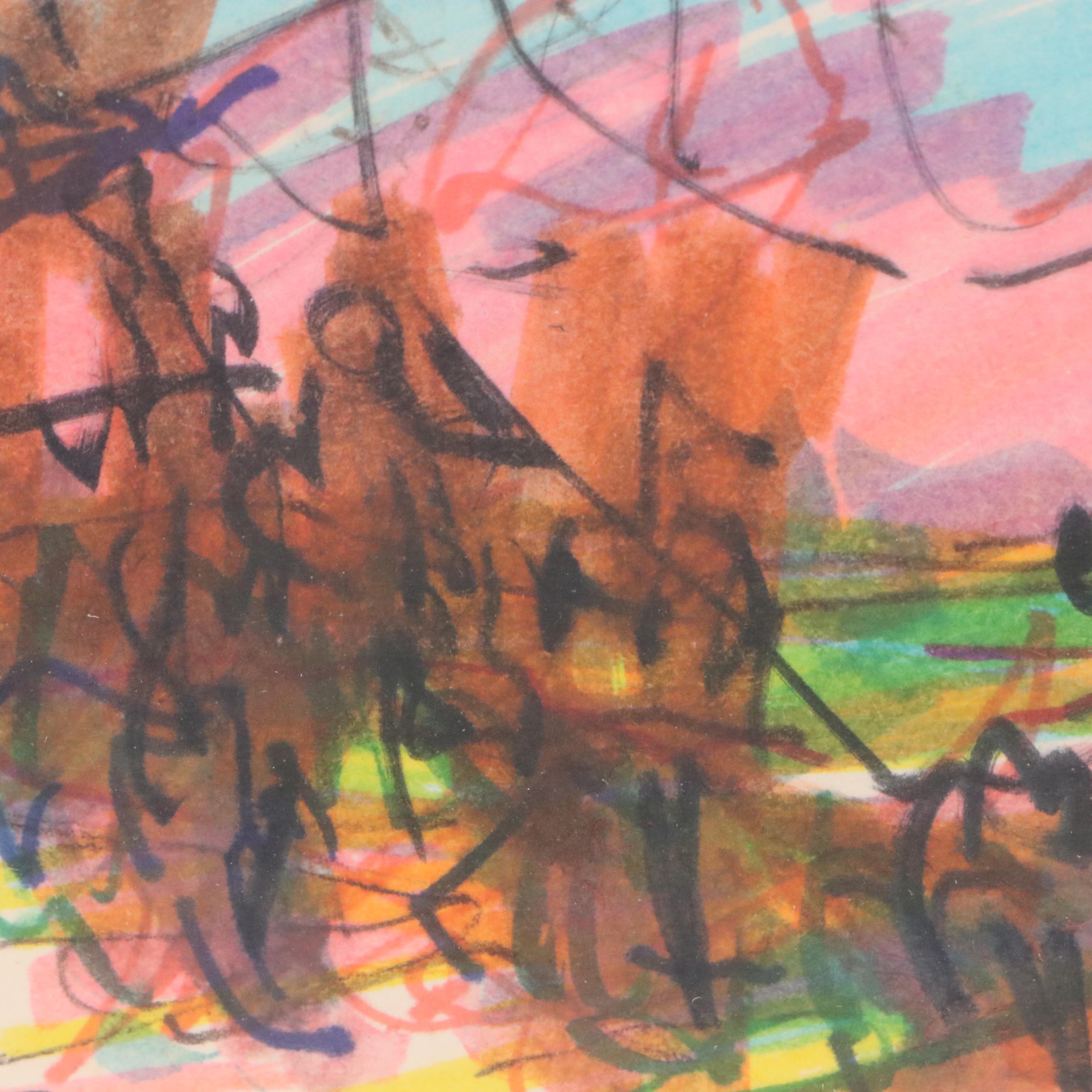 Paul Chidlaw Drawing "Untitled," Mid to Late 20th Century