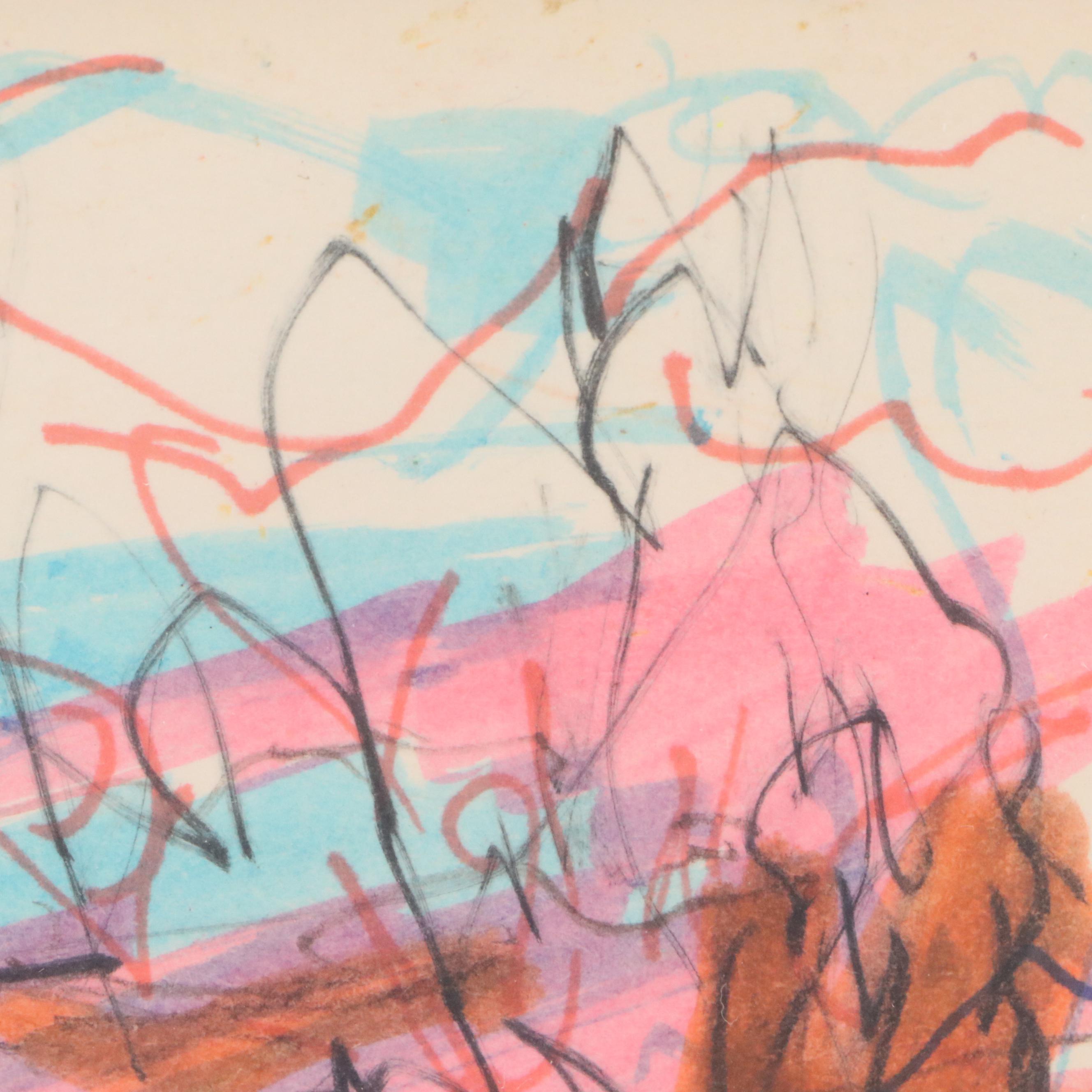 Paul Chidlaw Drawing "Untitled," Mid to Late 20th Century