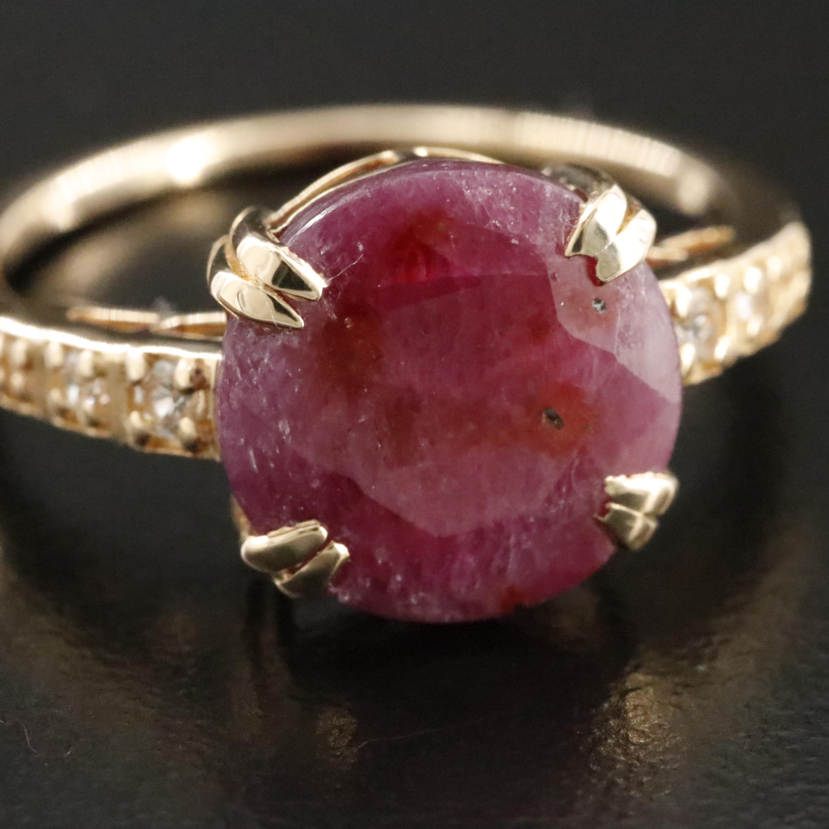 14K Ruby and White Sapphire Ring