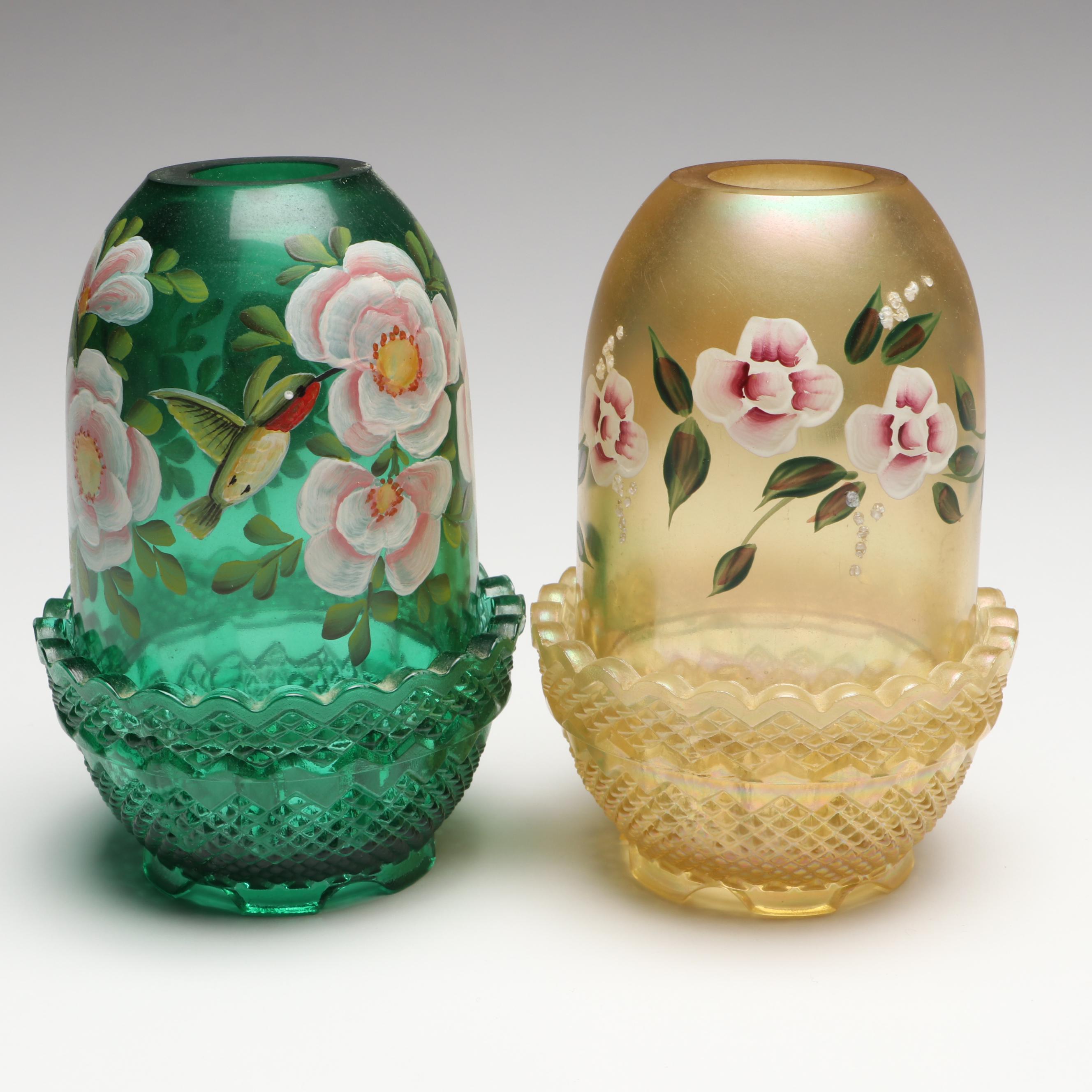 Fenton Hand-Painted Fairy Lamps