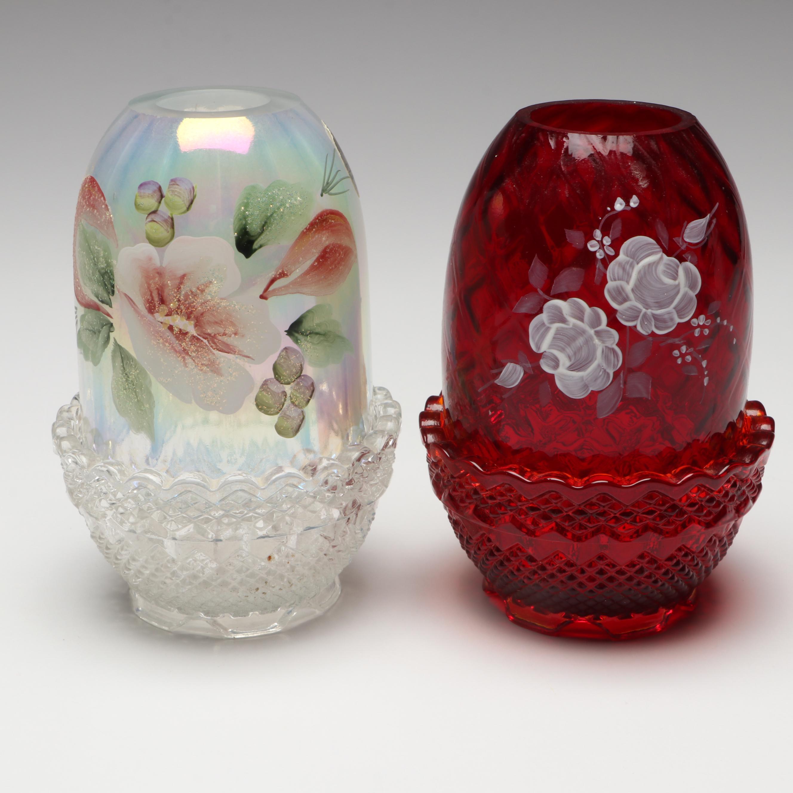 Fenton Hand-Painted Fairy Lamps