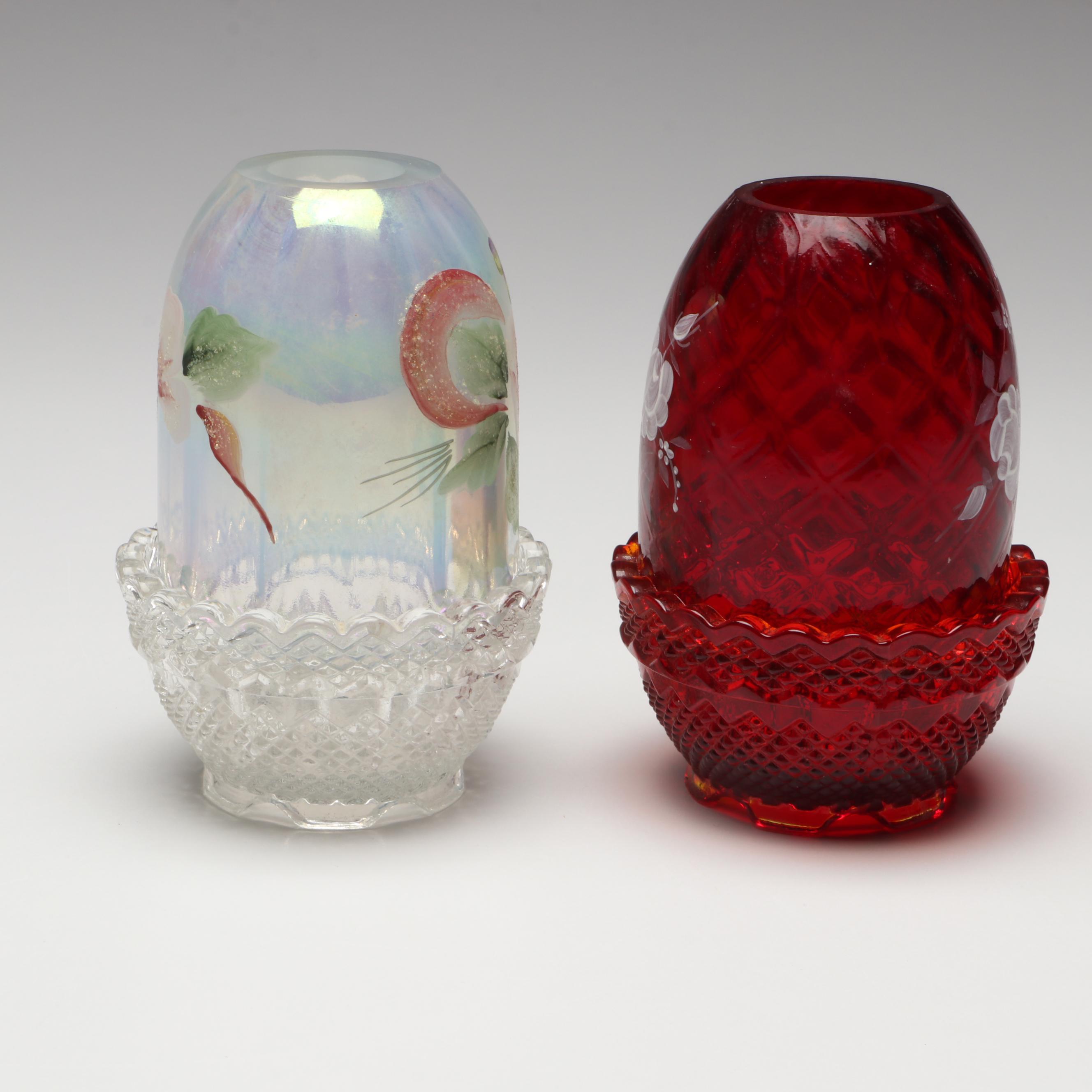 Fenton Hand-Painted Fairy Lamps