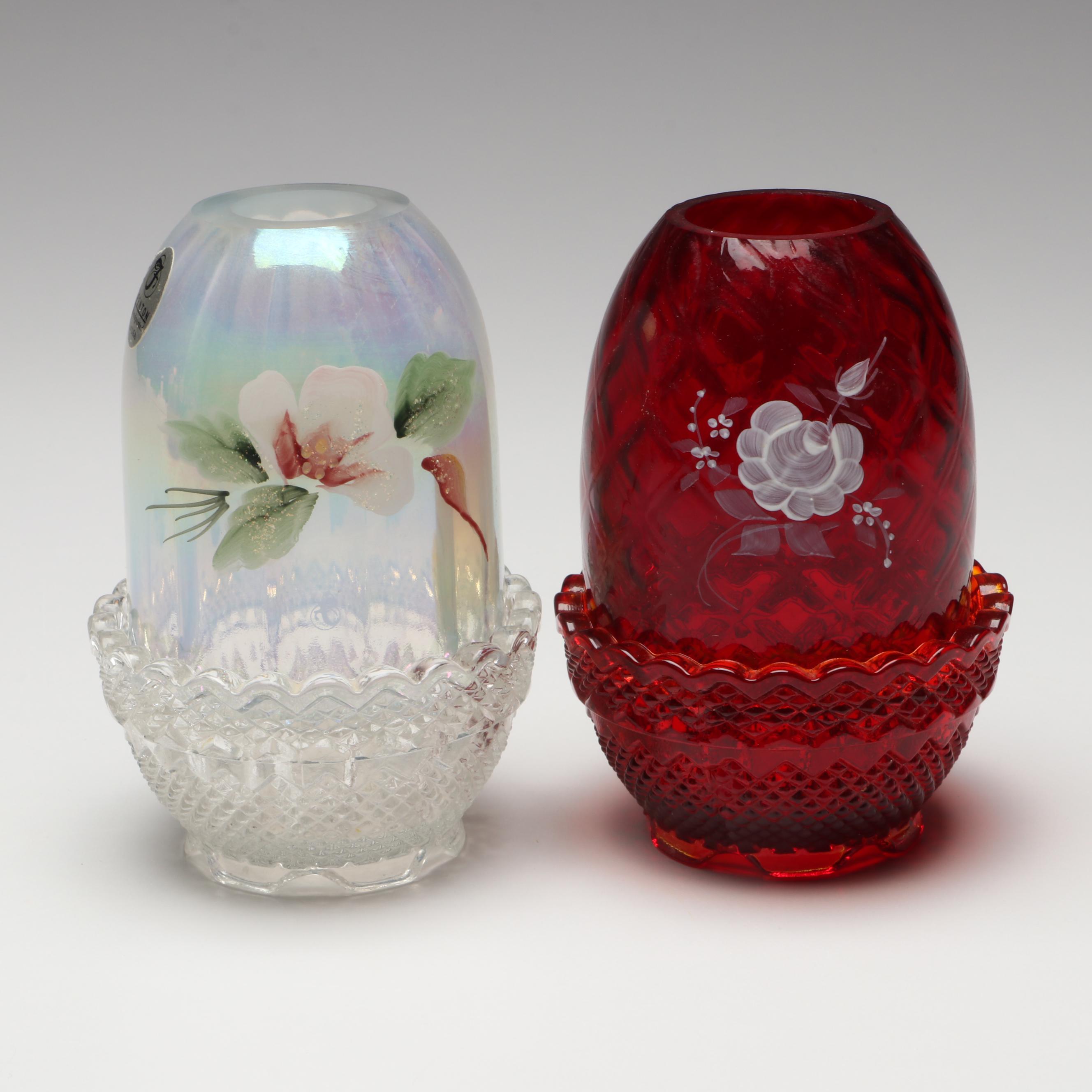 Fenton Hand-Painted Fairy Lamps