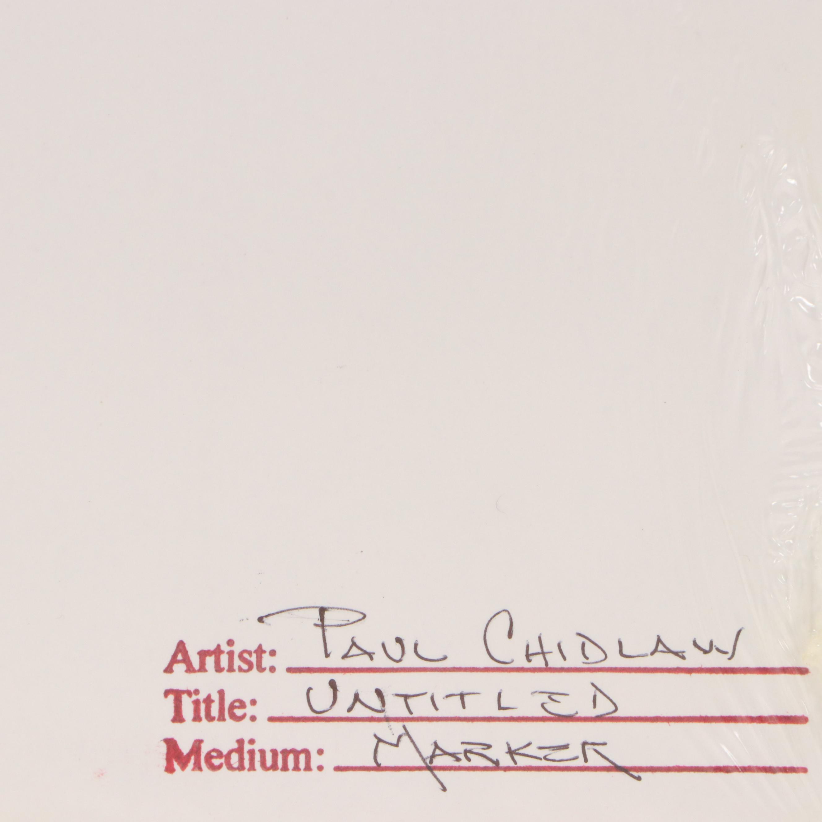 Paul Chidlaw Drawing "Untitled," Mid to Late 20th Century