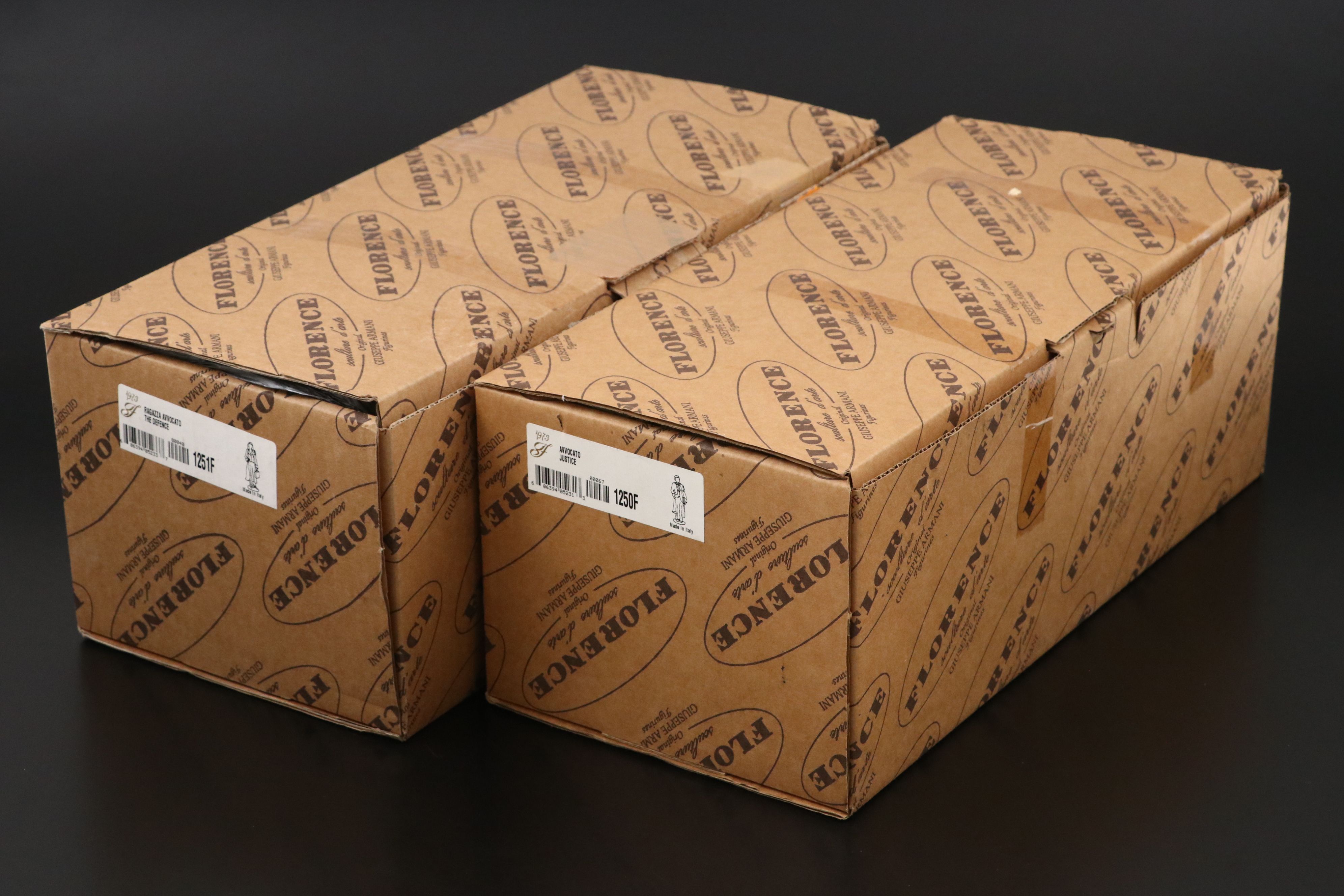 Giuseppe Armani for Florence "The Defence" and "Justice" Porcelain Figures