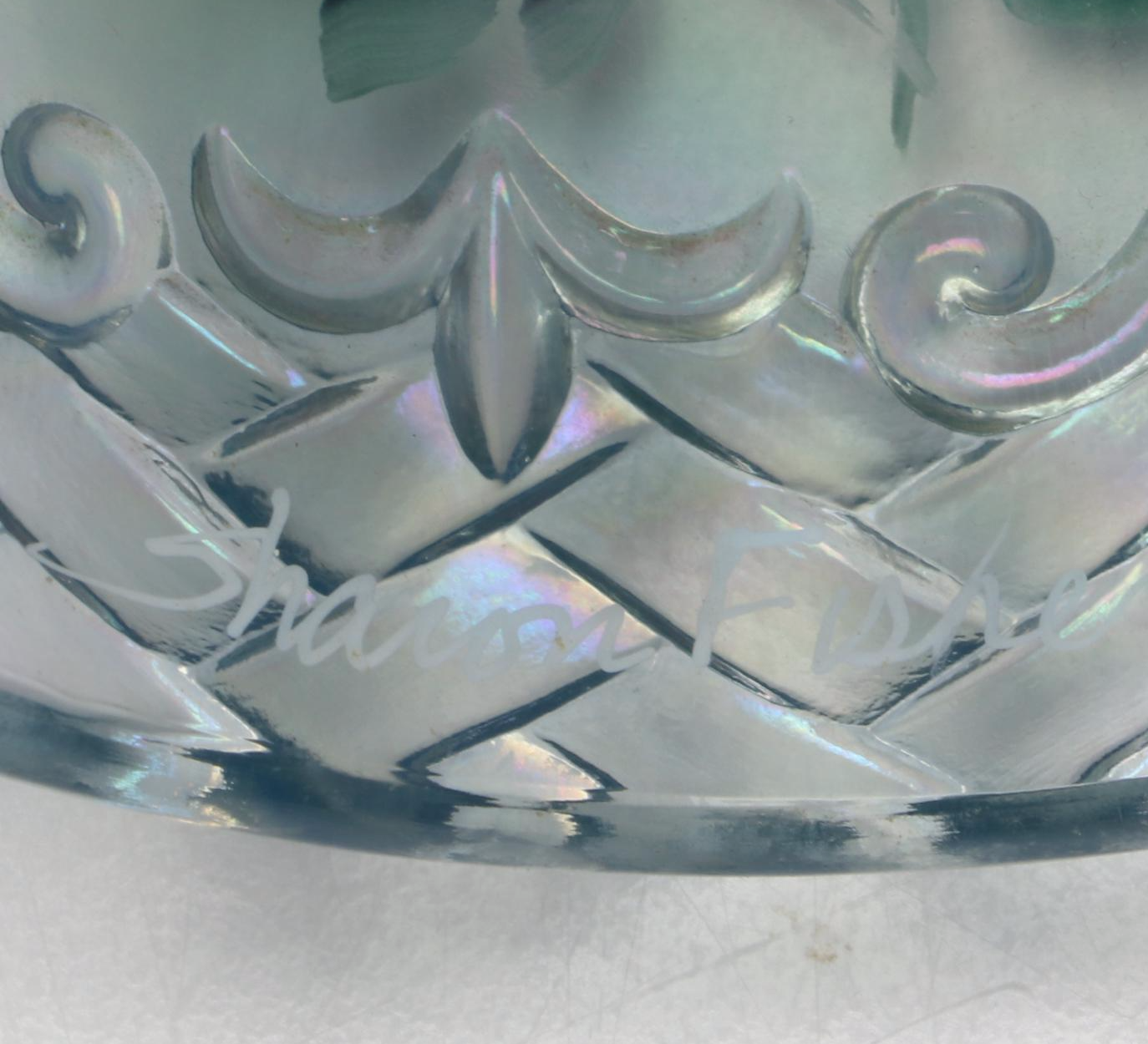 Fenton Hand-Painted Iridescent Glass Fairy Lamps