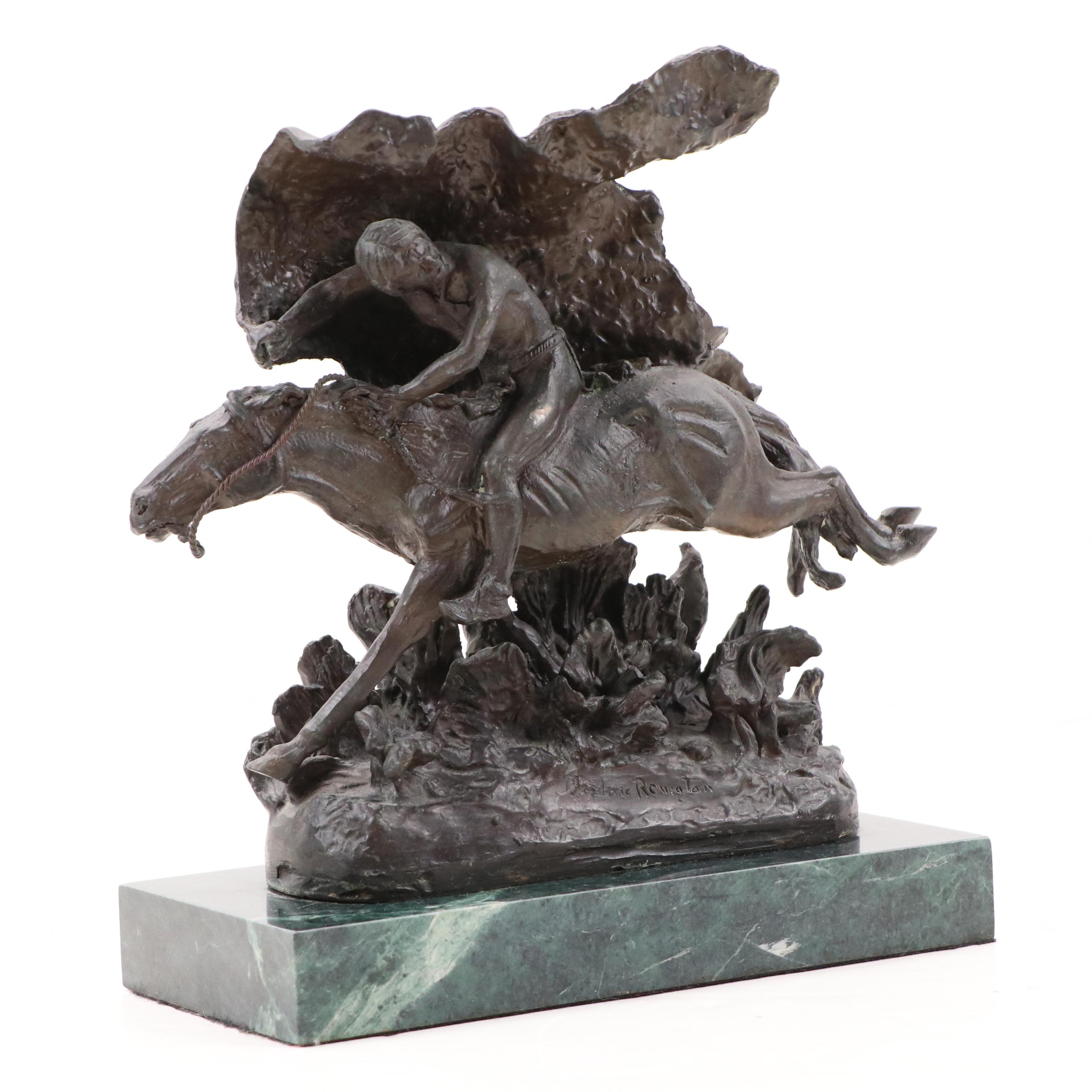 Cast Bronze Statue After Frederic Remington "The Horse Thief"