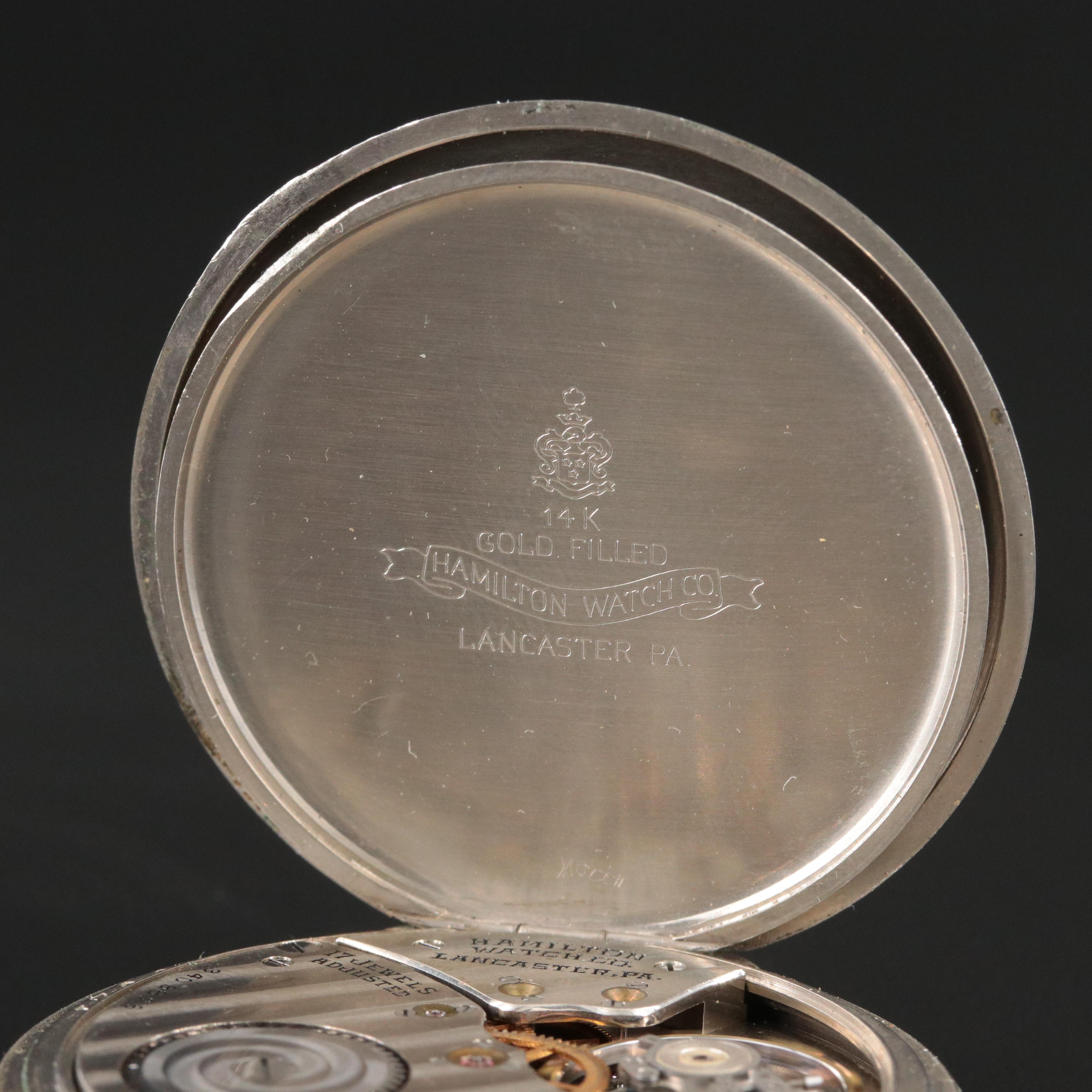 1934 Hamilton Gold Filled Ornate Dial Pocket Watch