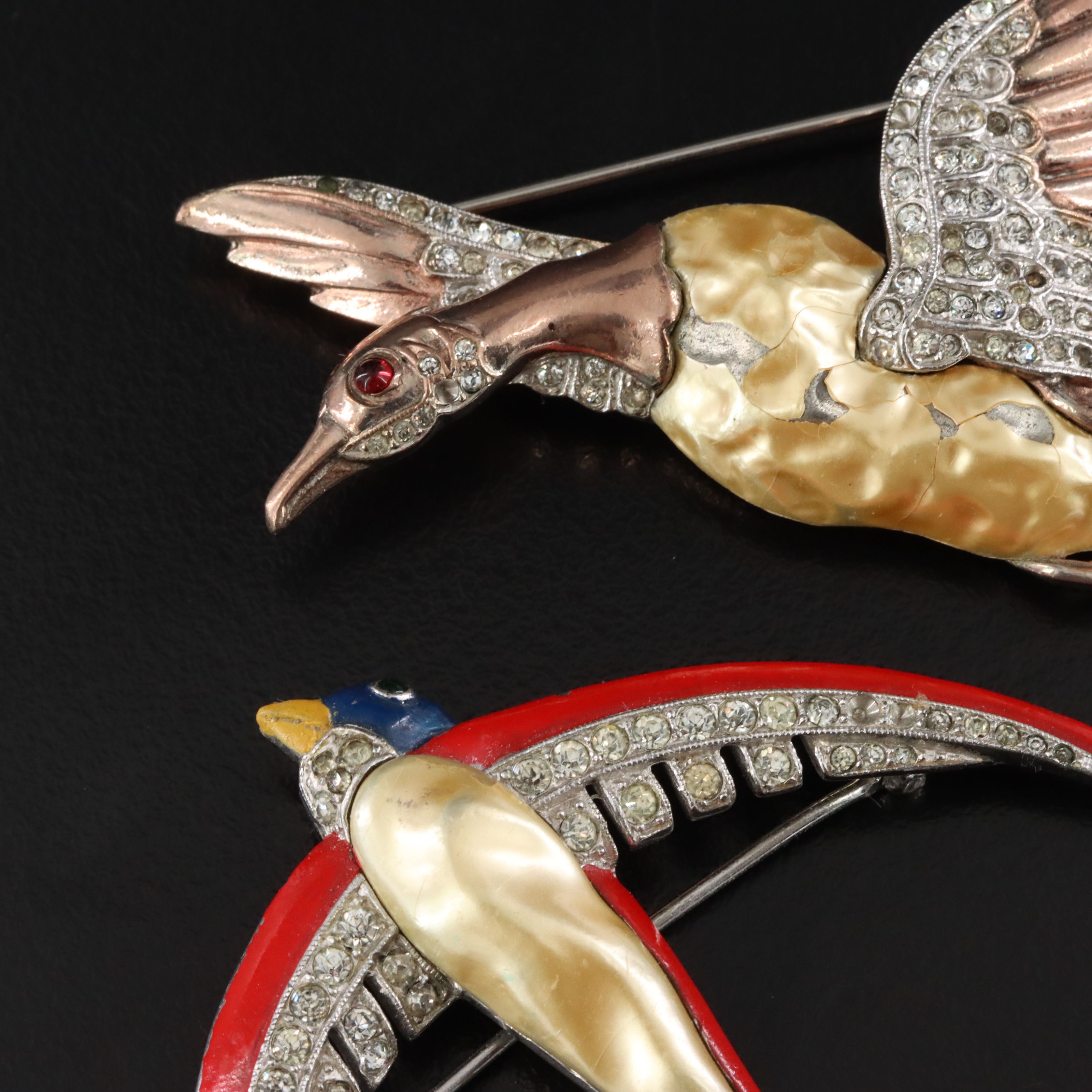 Trifari Swallow and Goose Brooches