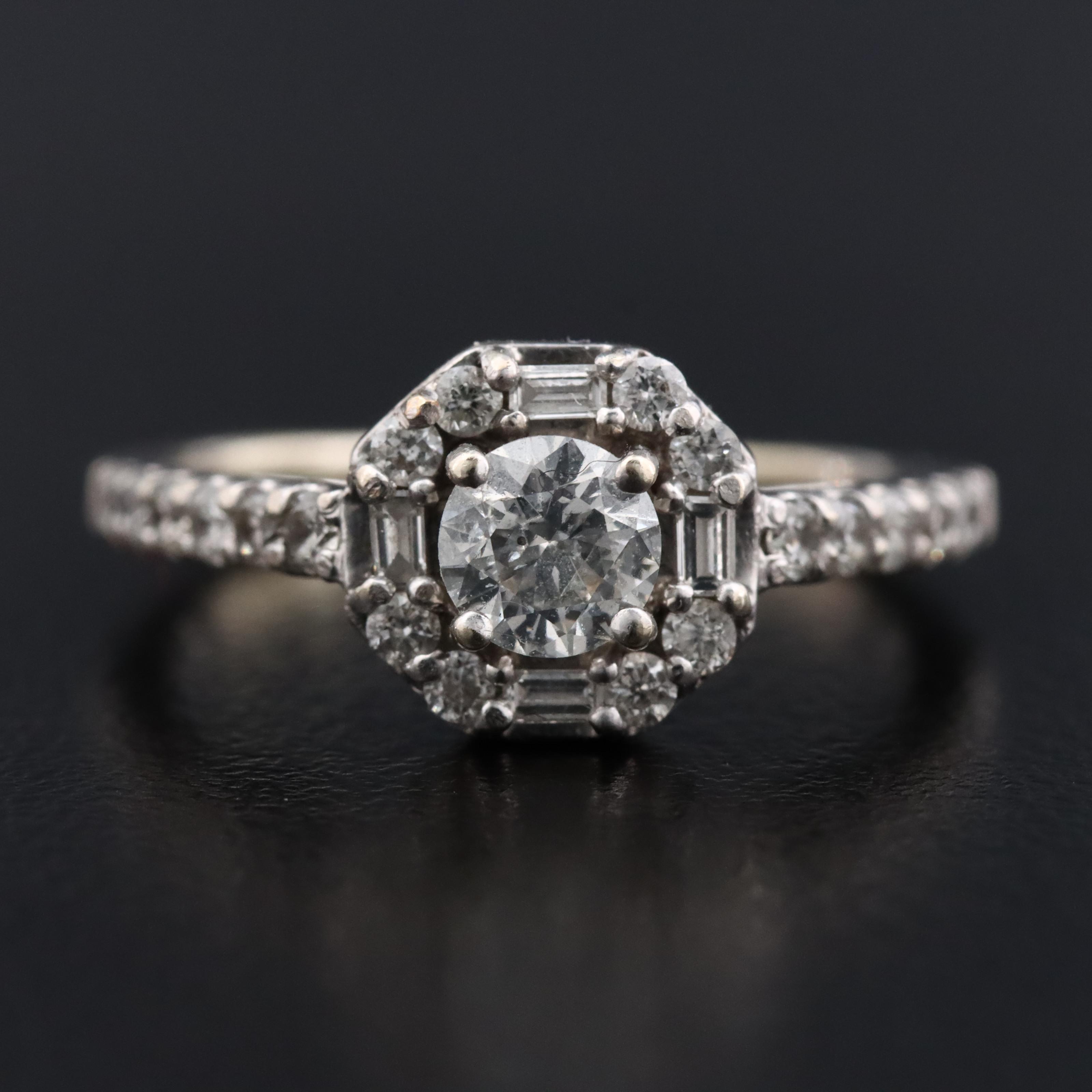 14K 0.79 CTW Diamond Halo Ring