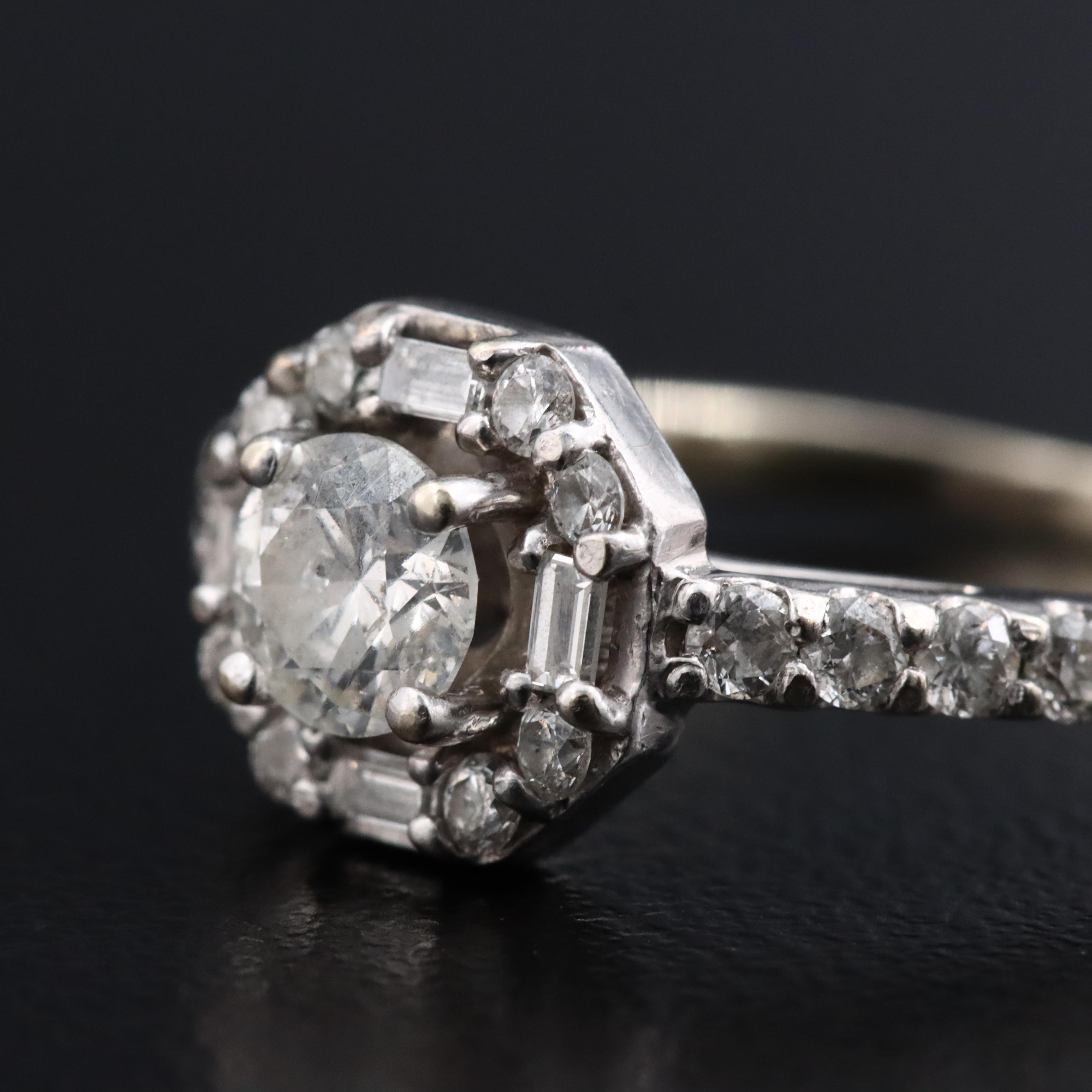 14K 0.79 CTW Diamond Halo Ring