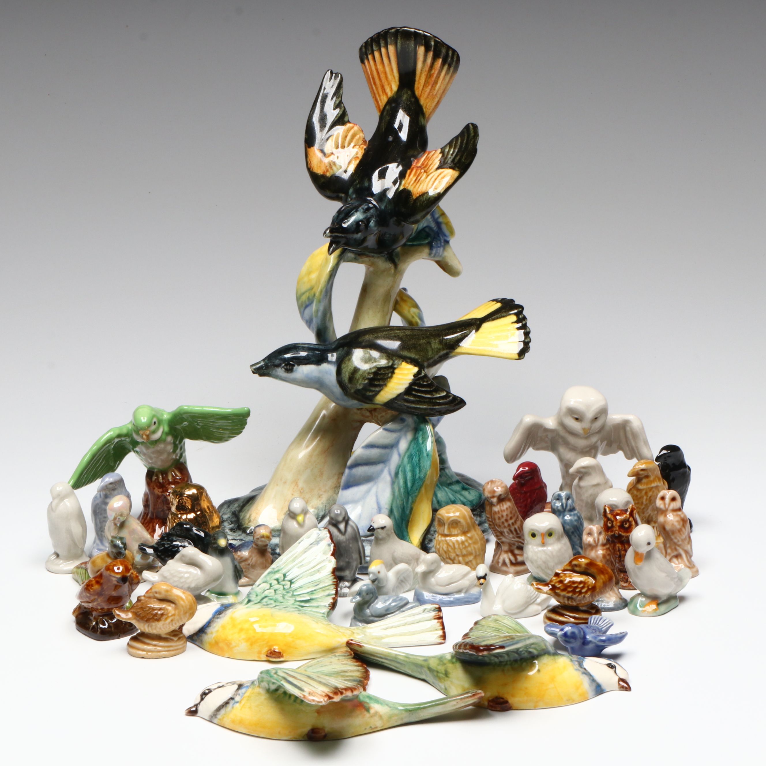 Beswick Wall Palques with Wade Whimsies and Other Ceramic Bird Figurines