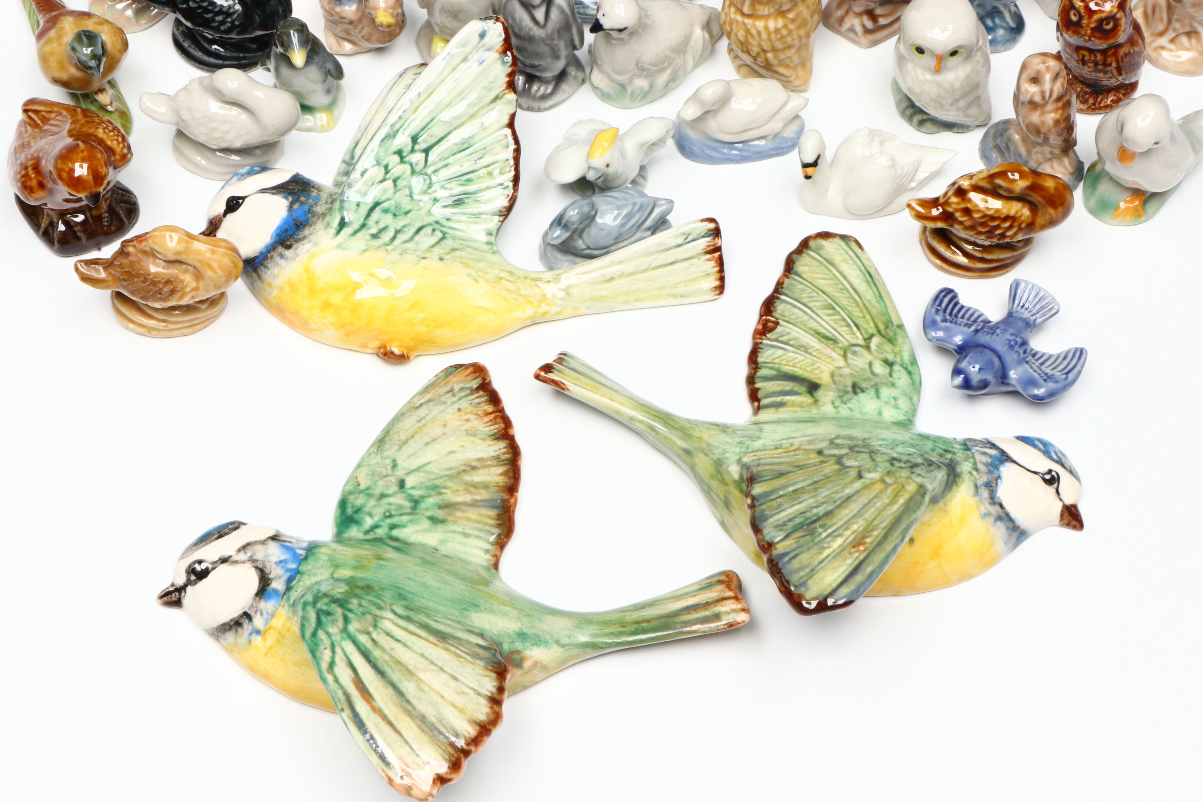 Beswick Wall Palques with Wade Whimsies and Other Ceramic Bird Figurines