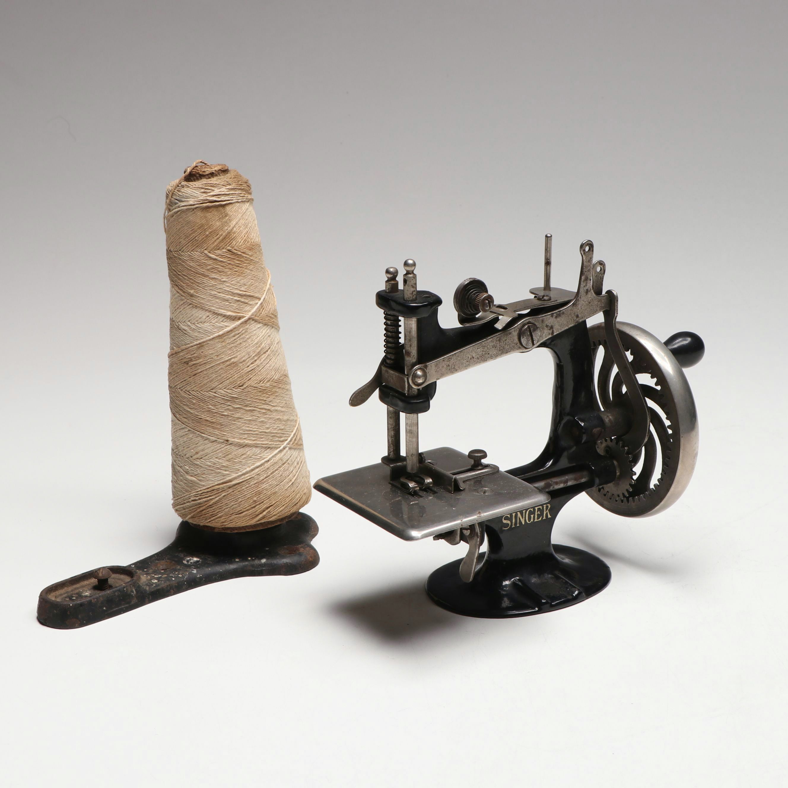Singer No. 20 "SewHandy" Sewing Machine and Other Thread Spool with Wall Mount