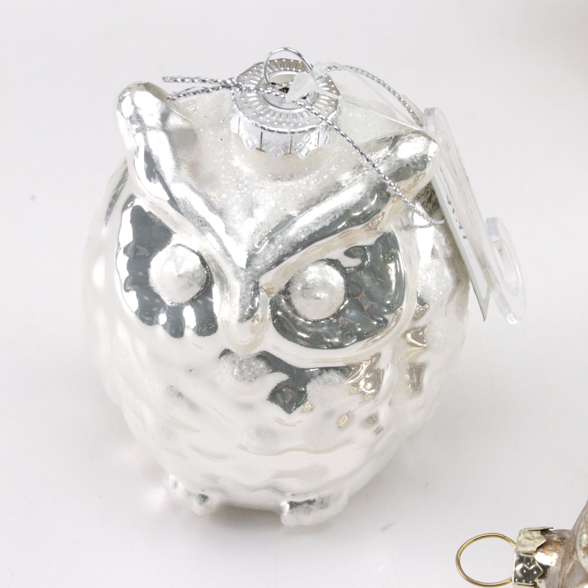 Glass and Glitter Owl Ornament Collection