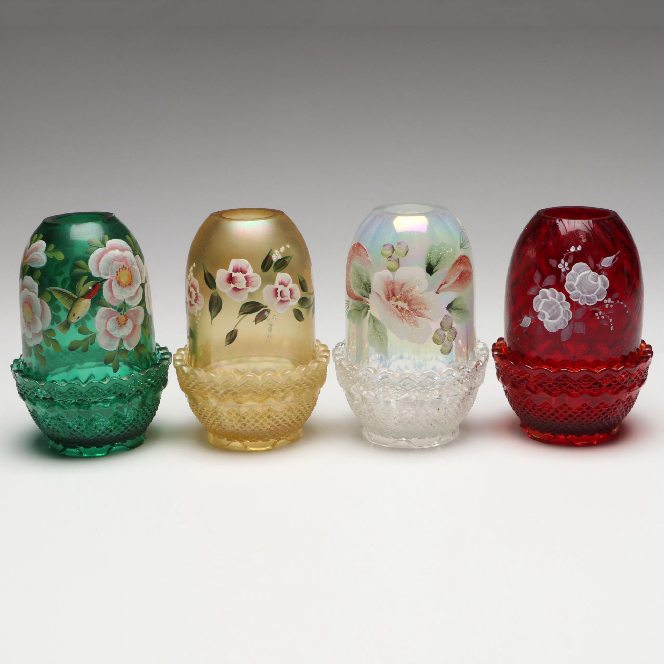 Fenton Hand-Painted Fairy Lamps