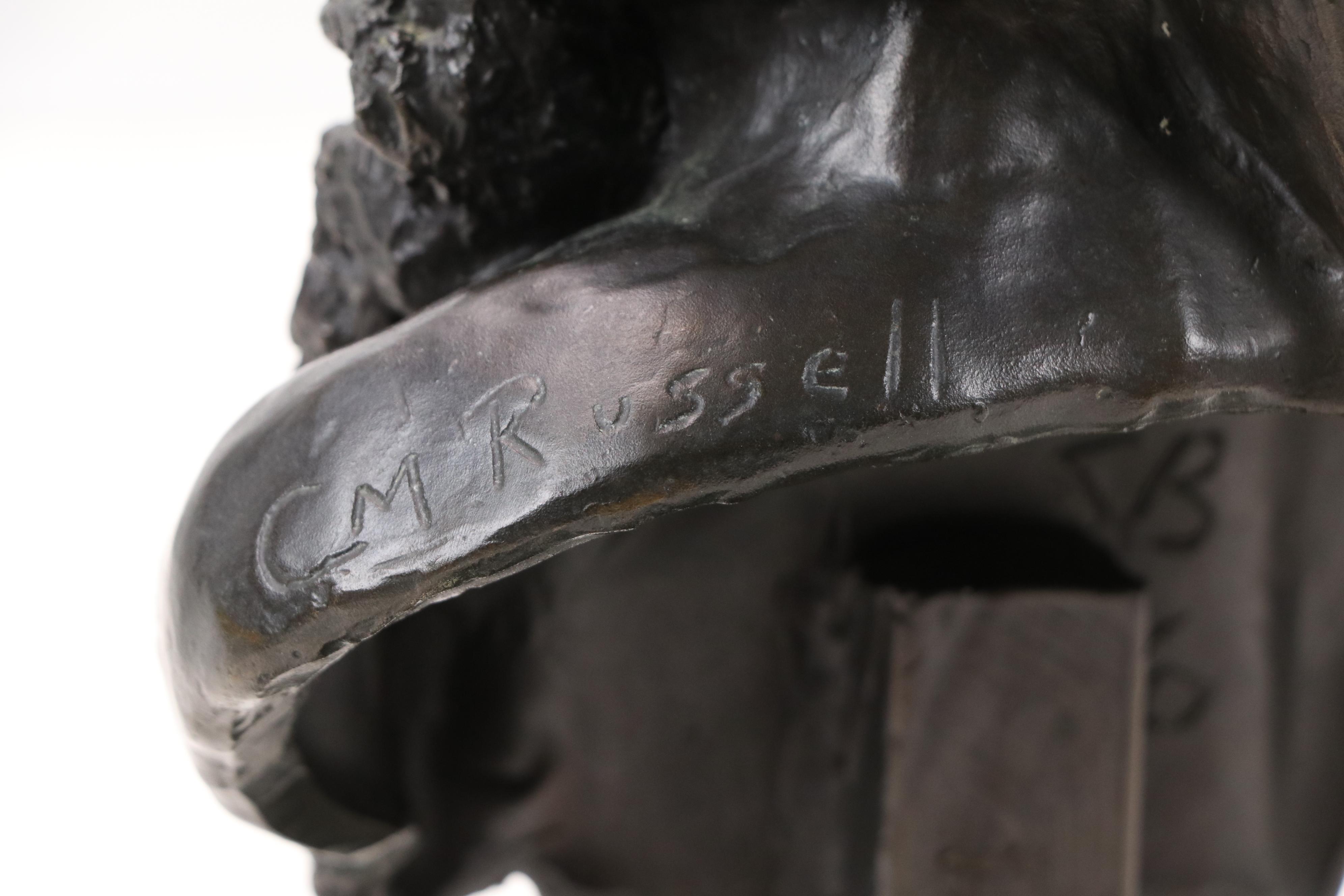 Cast Bronze Bust of Native American After Charles Marion Russell