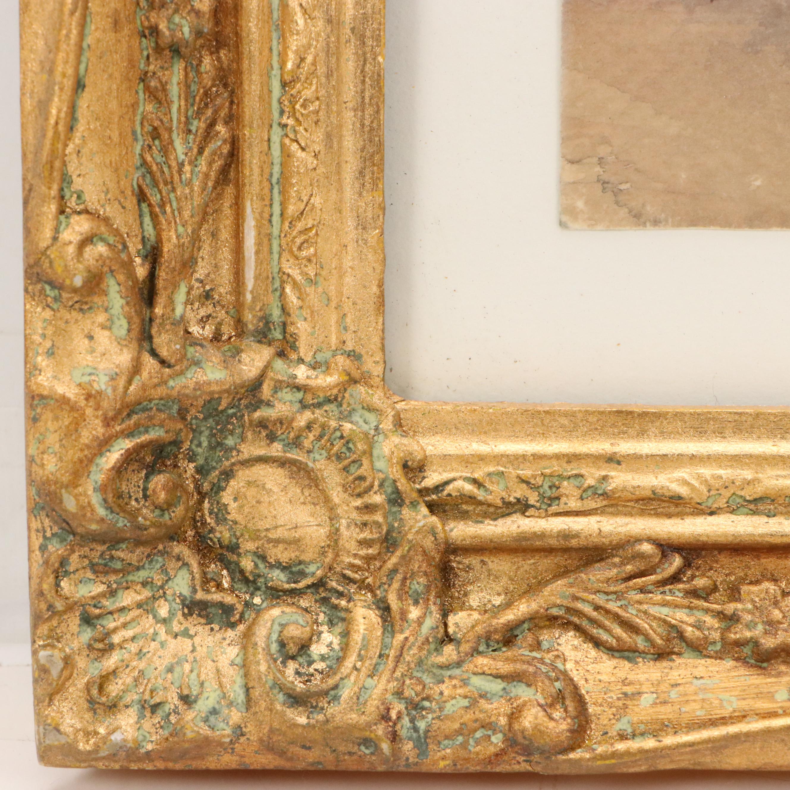 Paul Sawyier Watercolor Painting of Courtyard with Fountain