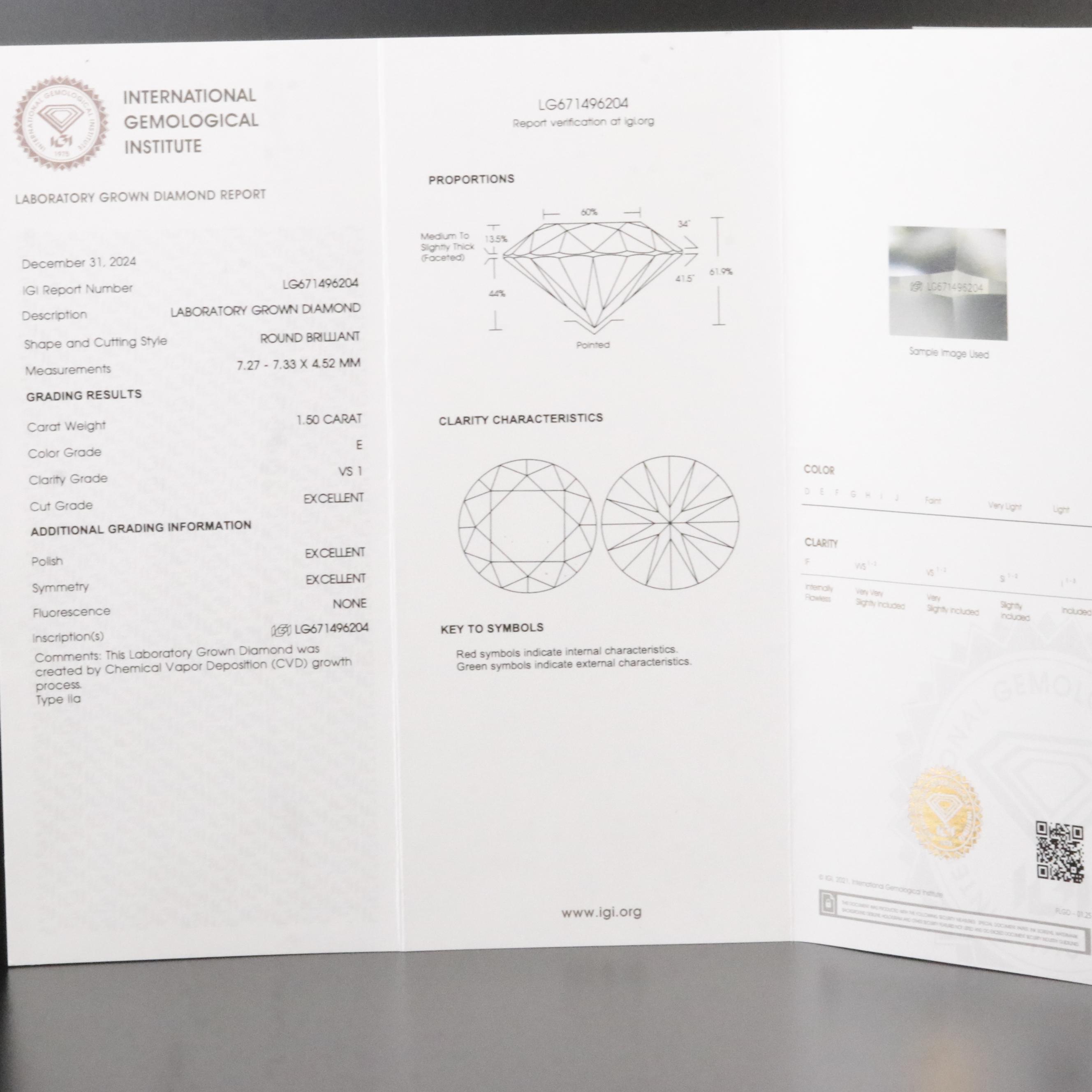 Platinum 3.00 CTW Lab Grown Diamond Earrings with IGI Reports