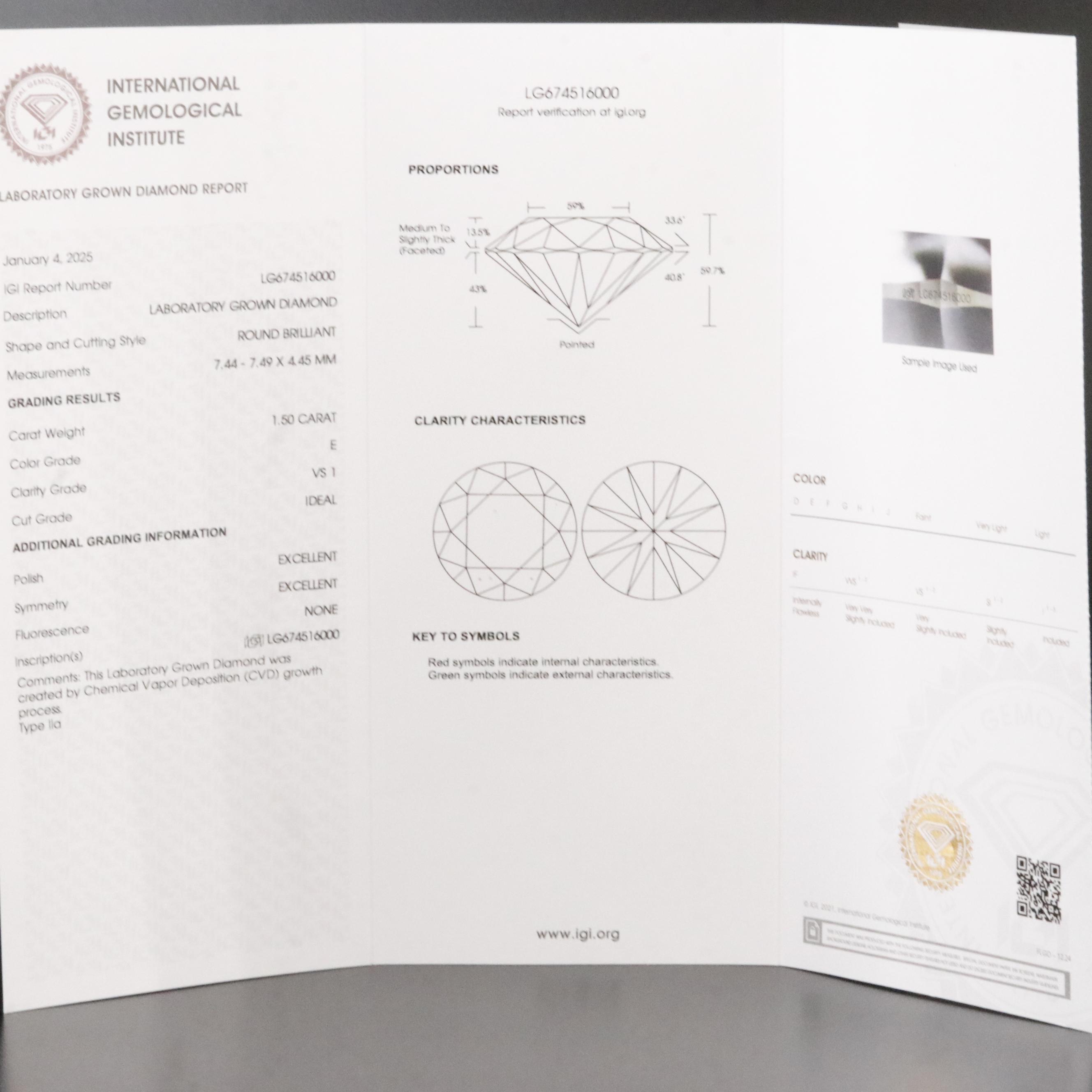 Platinum 3.00 CTW Lab Grown Diamond Earrings with IGI Reports