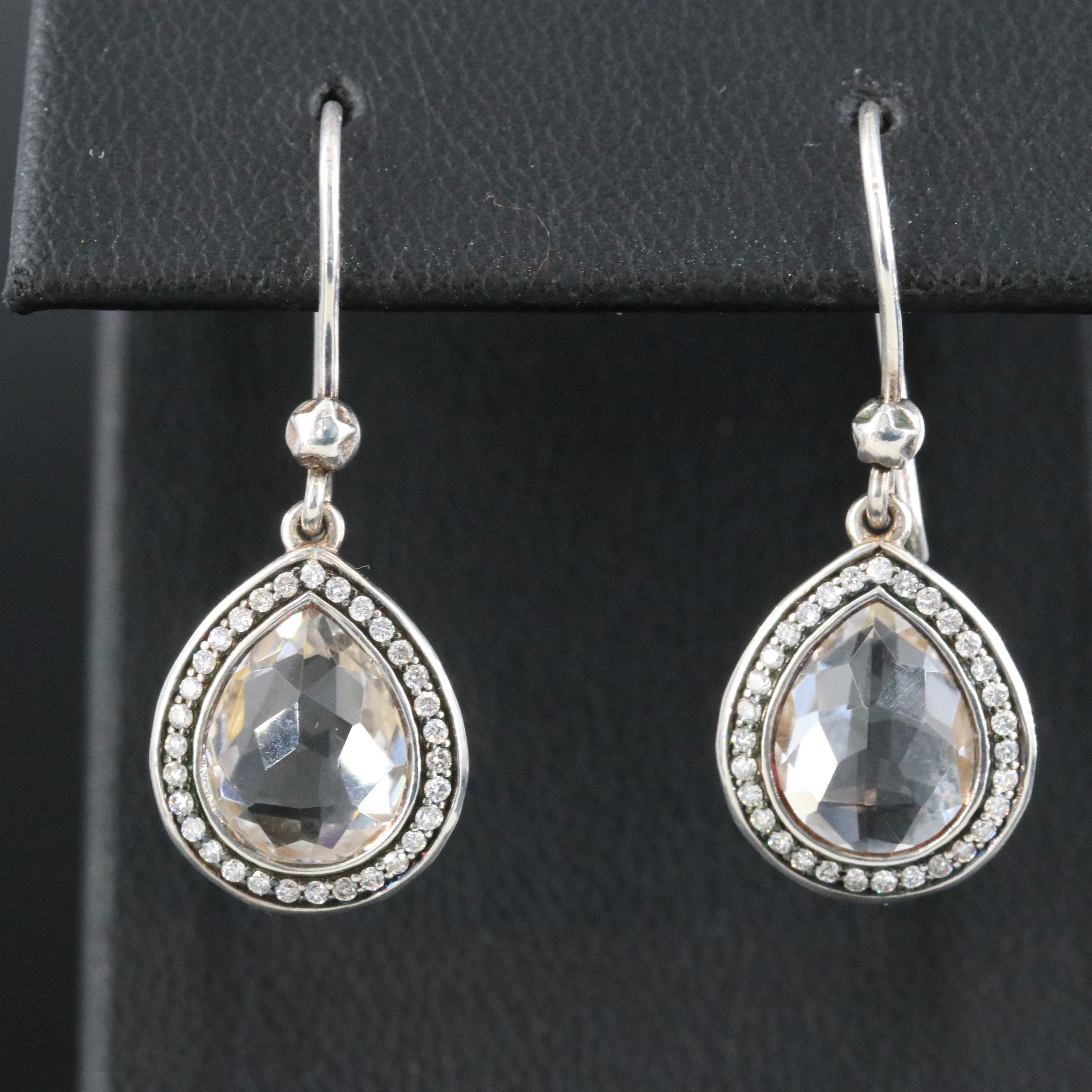 Ippolita Stella Sterling Quartz and Diamond Halo Teardrop Earrings