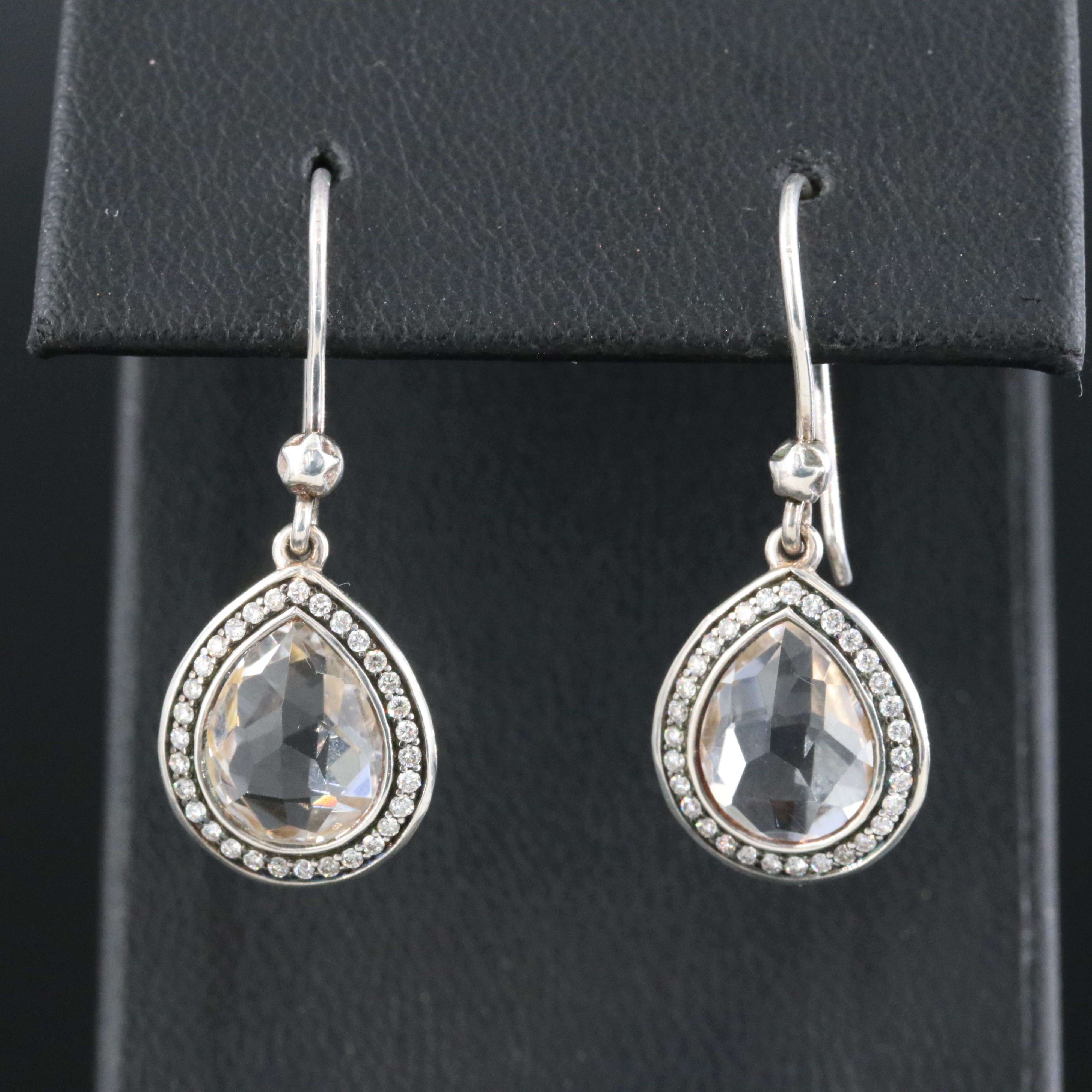Ippolita Stella Sterling Quartz and Diamond Halo Teardrop Earrings