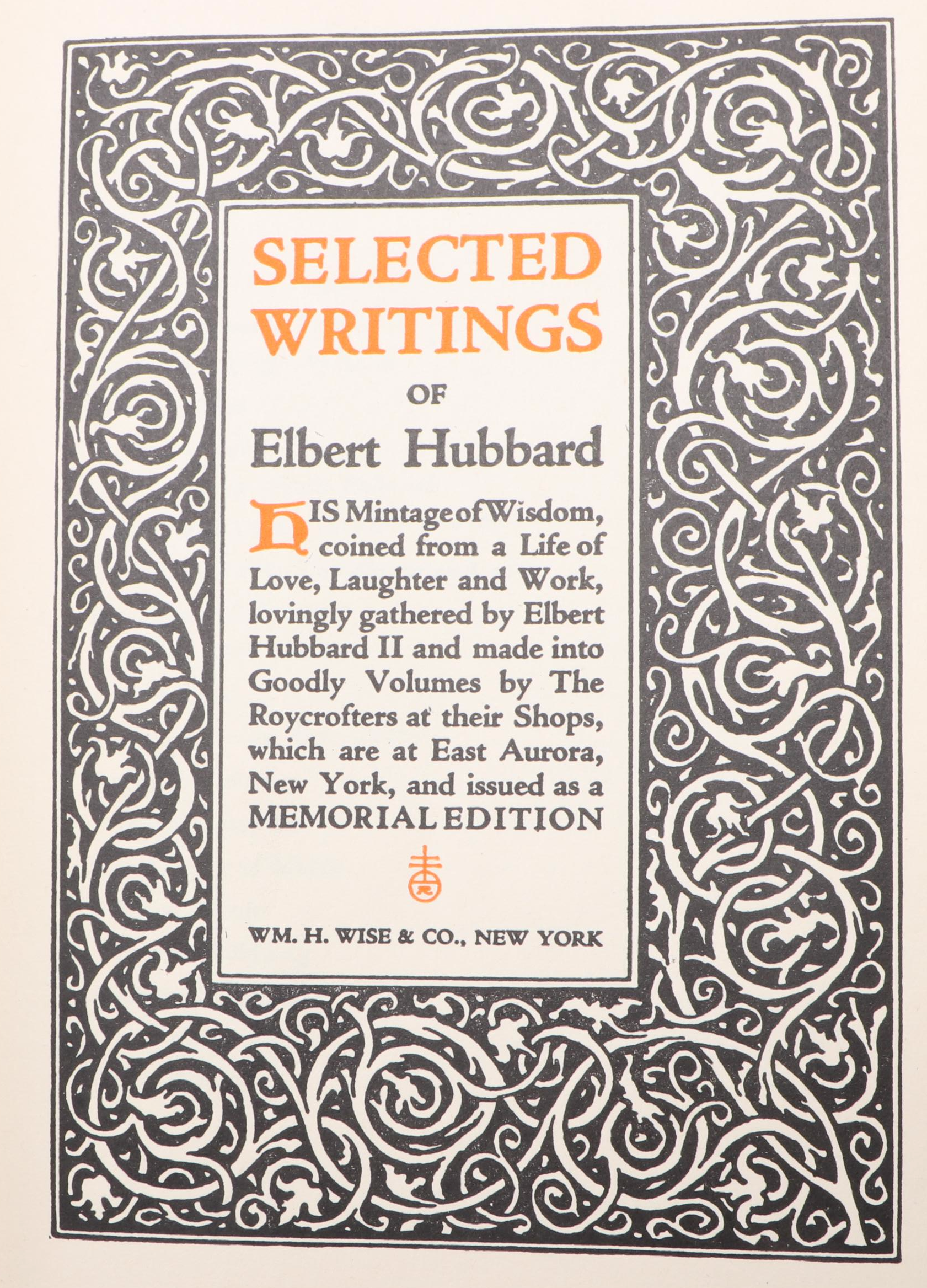 Memorial Edition "Selected Writings of Elbert Hubbard" Partial Set, 1922