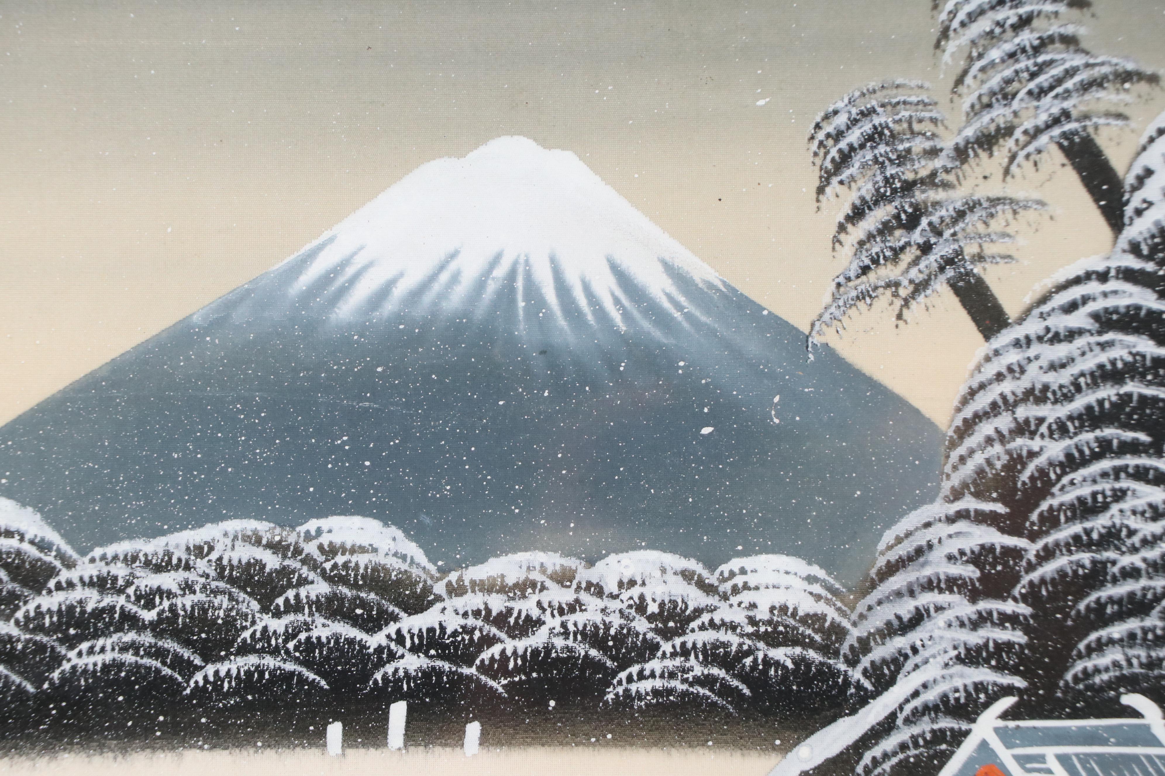 Painting of Japanese Landscape with Mt. Fuji, Mid-20th Century