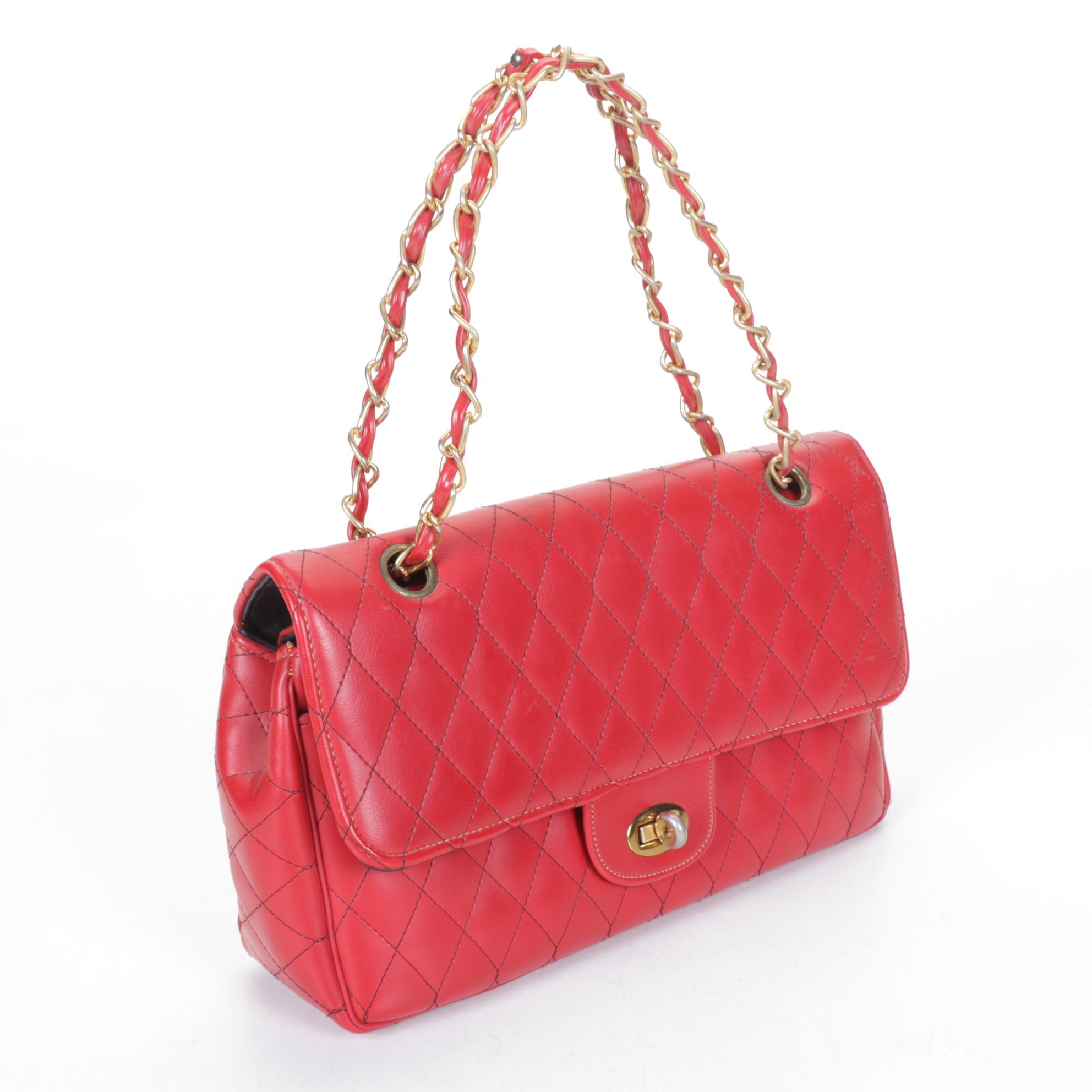 Quilted Red Faux Leather Flap Purse by Meyers