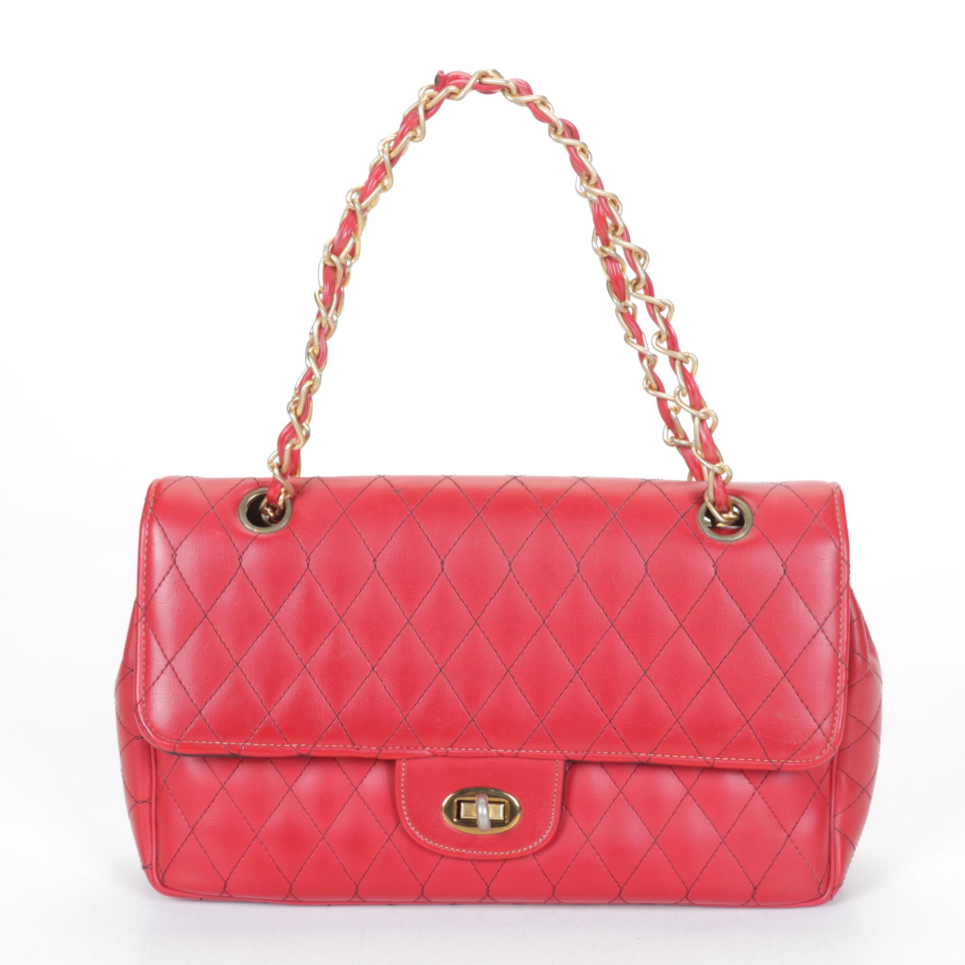 Quilted Red Faux Leather Flap Purse by Meyers