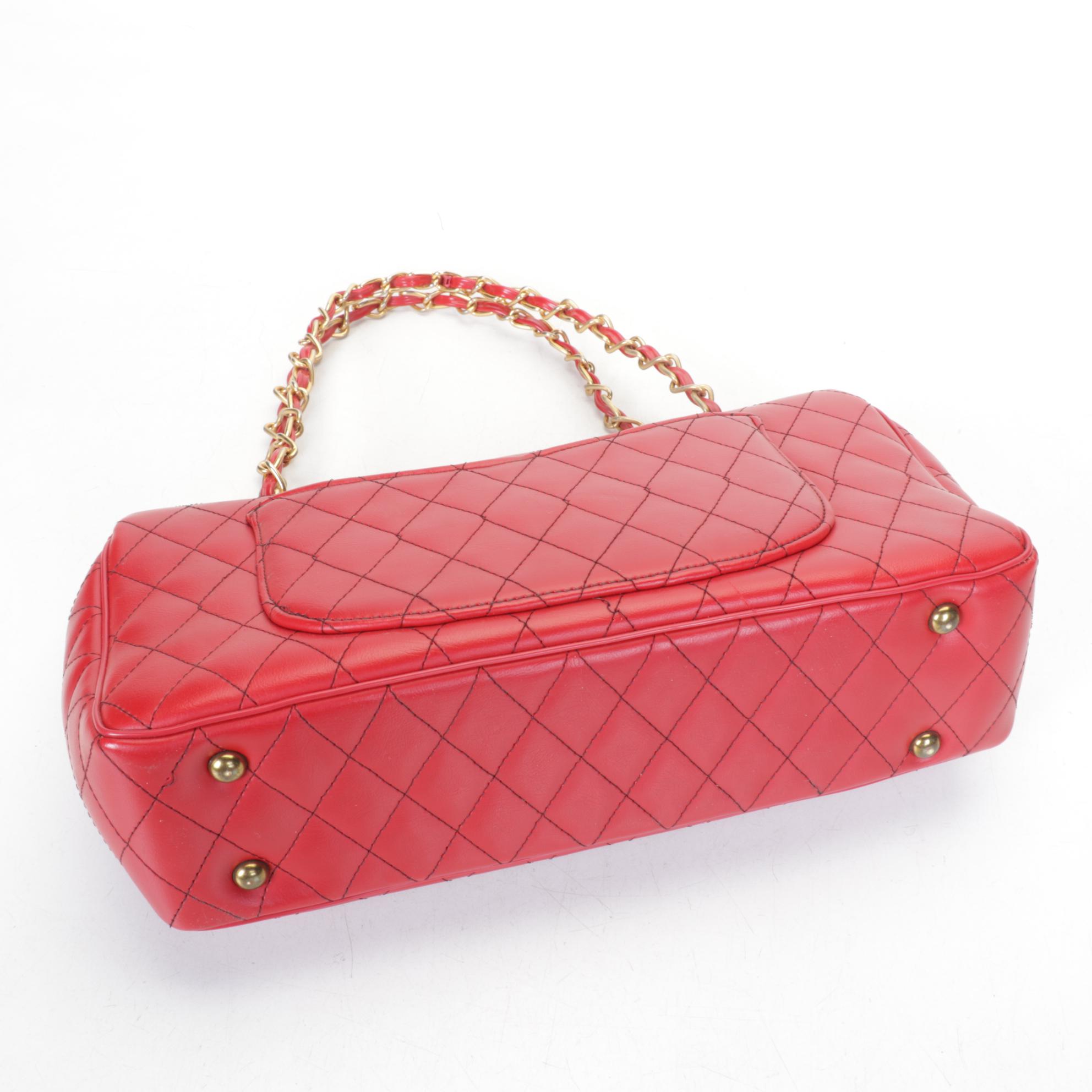 Quilted Red Faux Leather Flap Purse by Meyers