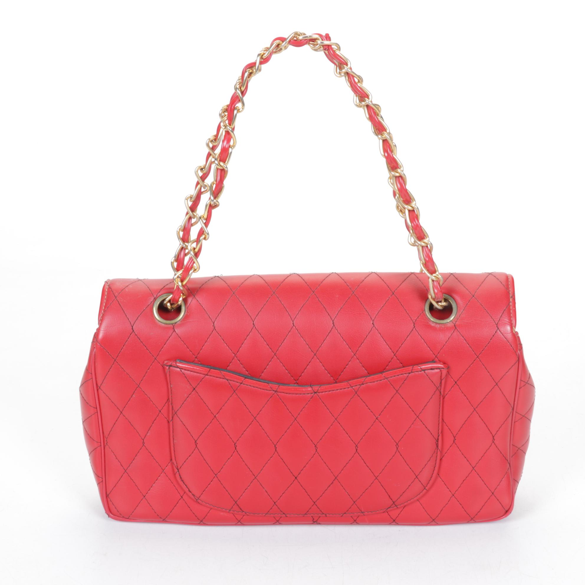 Quilted Red Faux Leather Flap Purse by Meyers