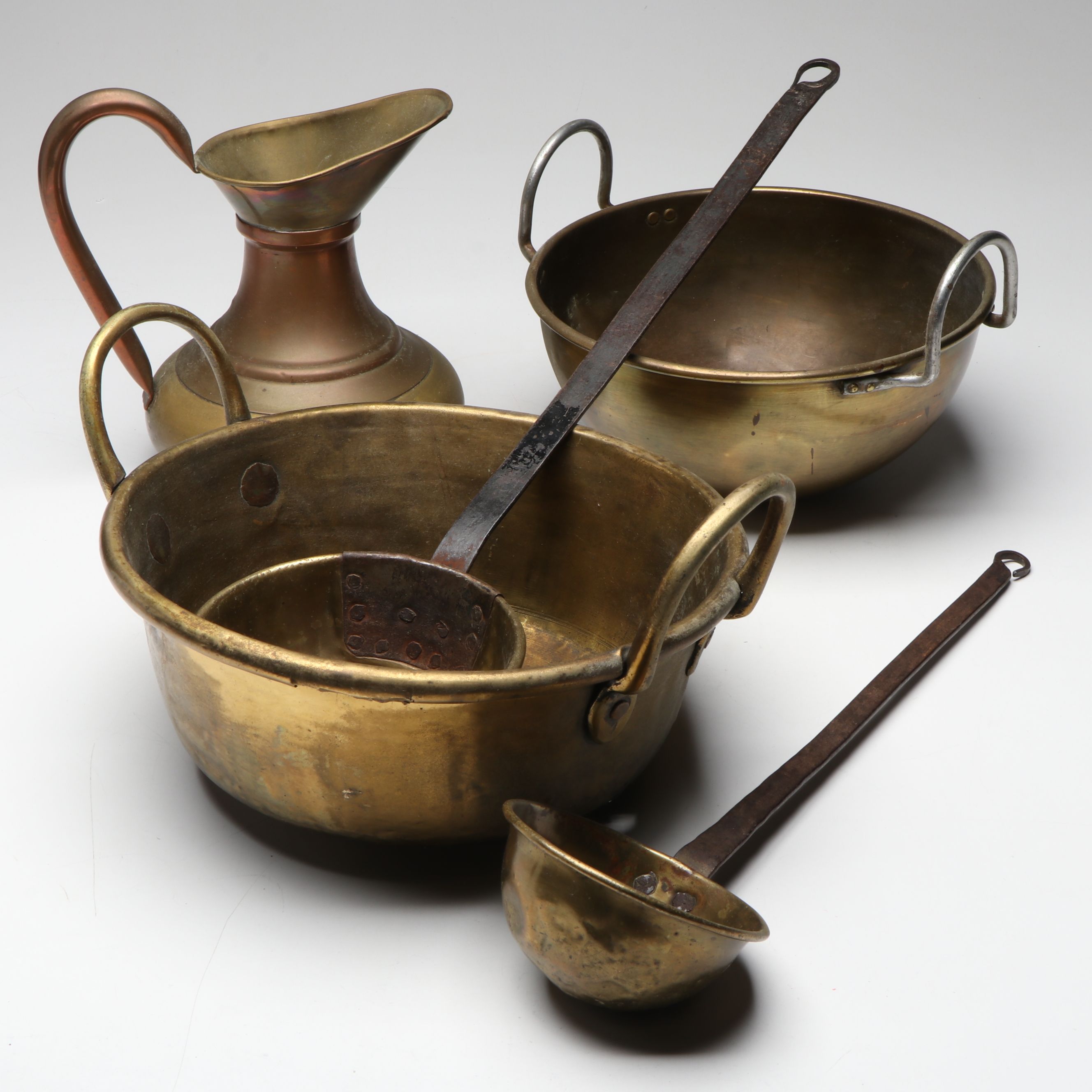 French Style  Brass Plated Jam Pans with Pitcher and Ladles